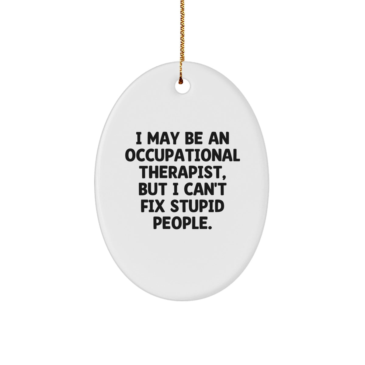 Occupational Therapist Oval Ornament Gifts from Men to Friends on Christmas Unique - 'I May Be An Occupational Therapist, But I Can't Fix Stupid People.' - Image 1