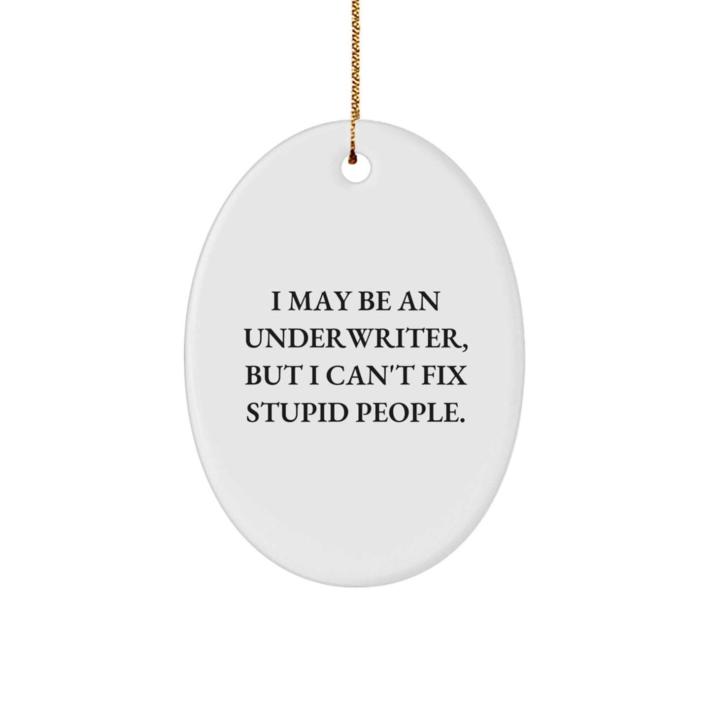 Funny Underwriter Gifts, Oval Ornament, I May Be An Underwriter But I Cant Fix Stupid People, Christmas Unique Gifts for Men, Women, Coworkers - Image 1