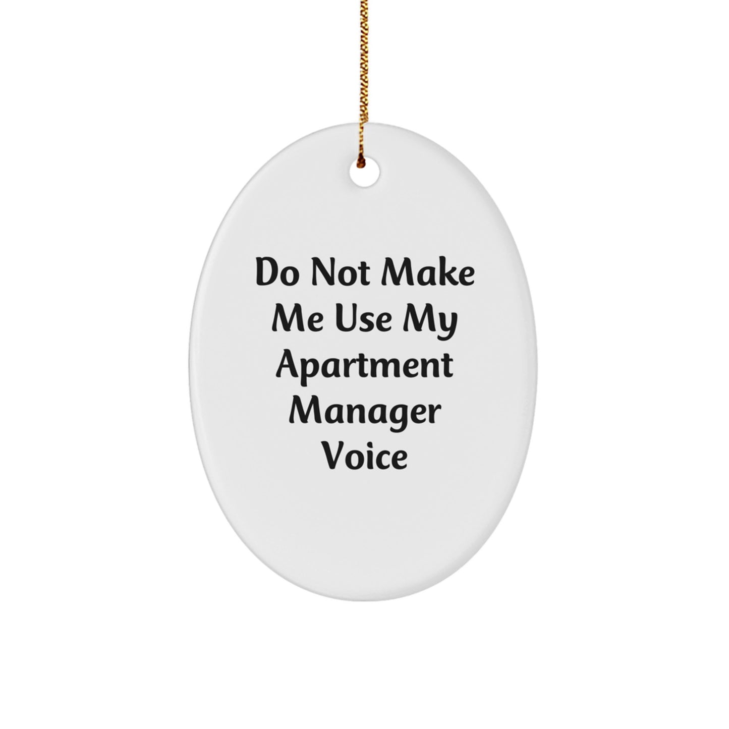 Funny Apartment Manager Gifts from Friends, Oval Shaped Christmas Unique Gifts for Apartment Managers, Do Not Make Me Use My Apartment Manager Voice - Image 1