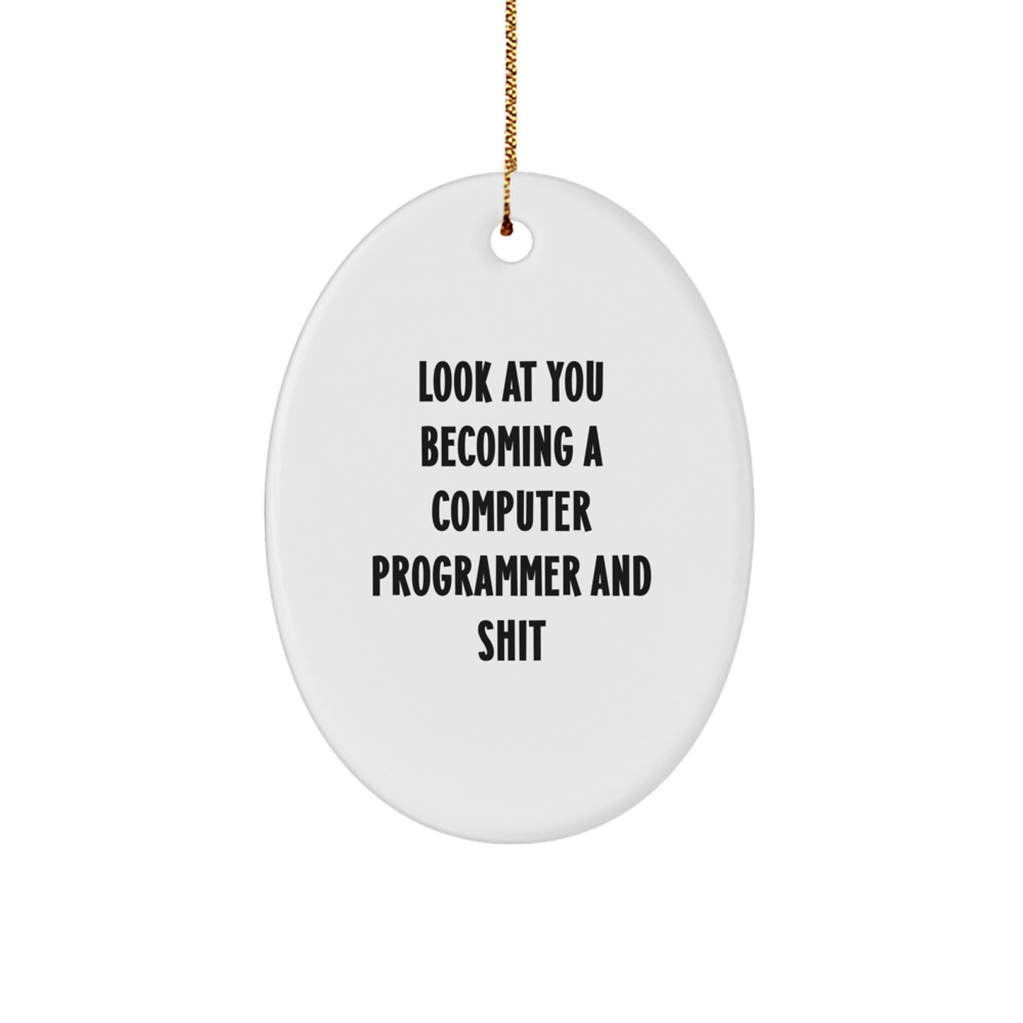 Funny 'Look At You Becoming A Computer Programmer' Oval Ornament Gifts from Men to Computer Programmer Friends - Image 1