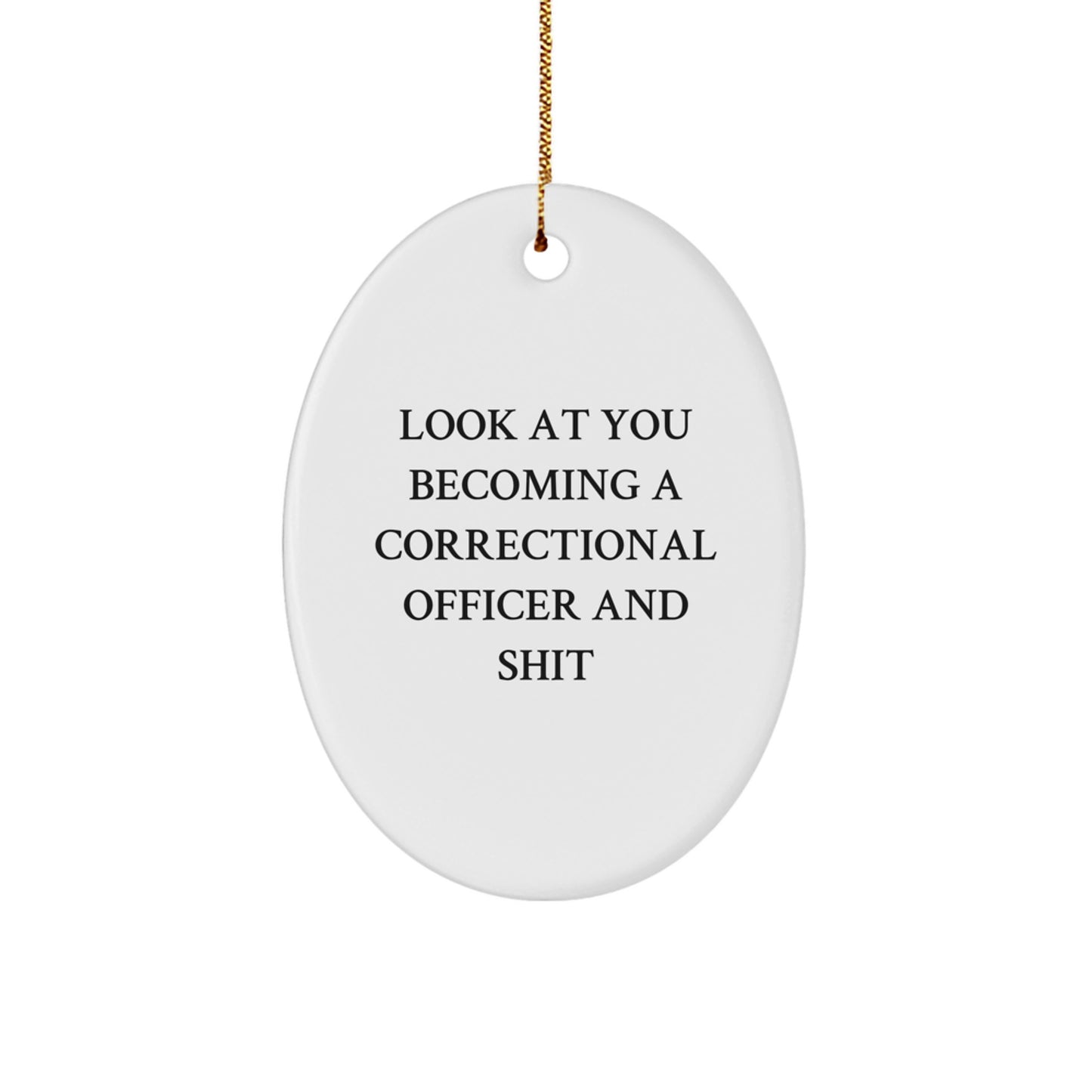 Funny Correctional Officer Gifts for Men and Women, Oval Ornament with Quote 'Look At You Becoming A Correctional Officer And Shit', Christmas Unique Gifts from Friends, Coworkers, Family - Image 1