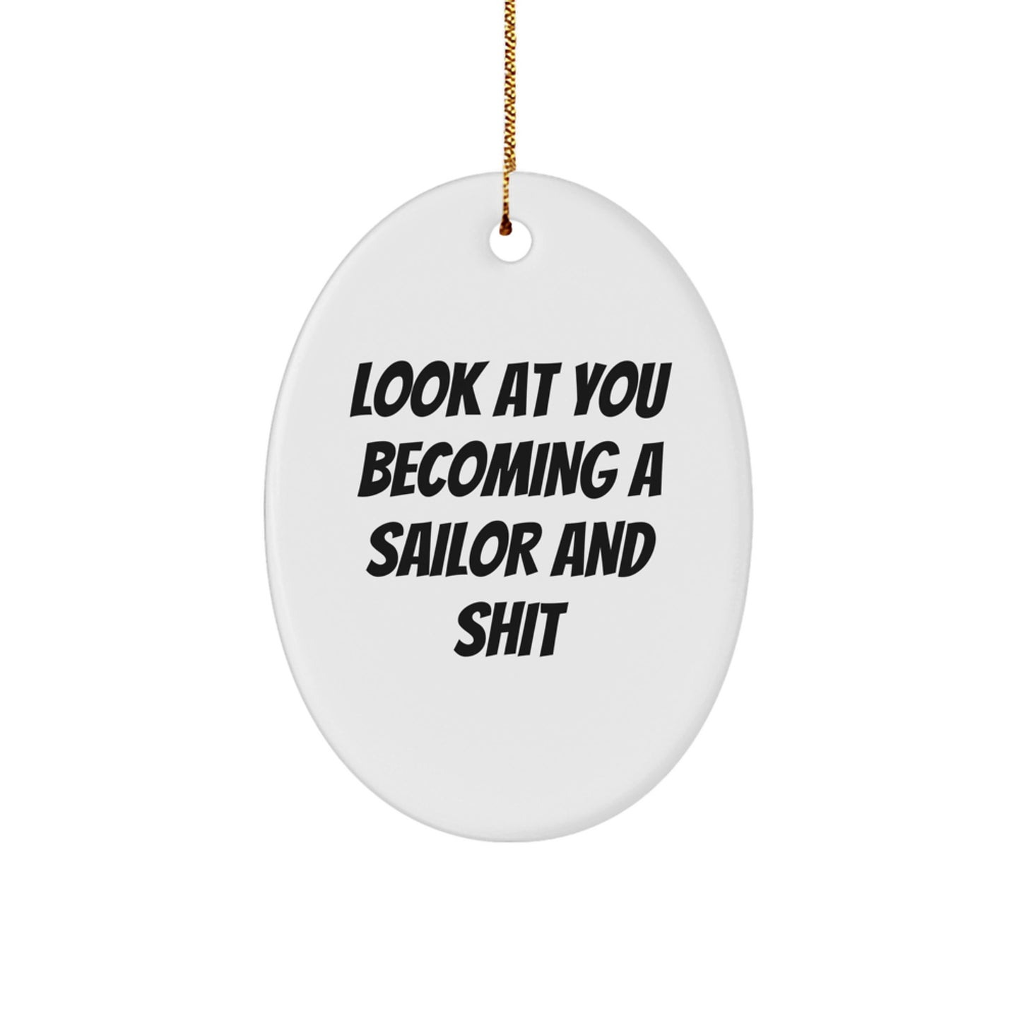 Funny Sailor Oval Ornament Gifts from Friends for Men Christmas Unique Presents - Image 1