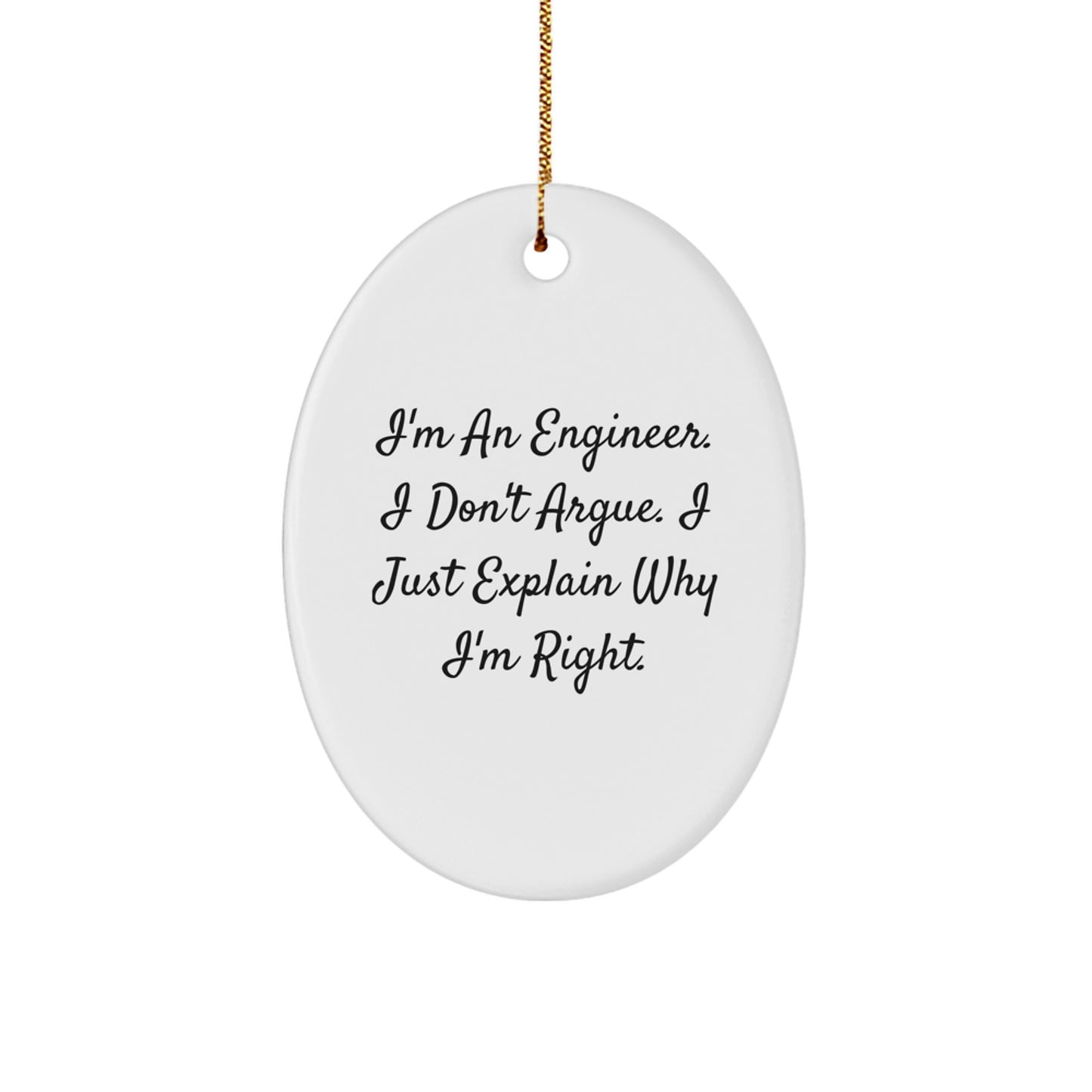 Funny Engineer Gifts from Friends - Oval Ornament for Engineer Men - Unique Christmas Unique Gift for Engineer Friends - Image 1