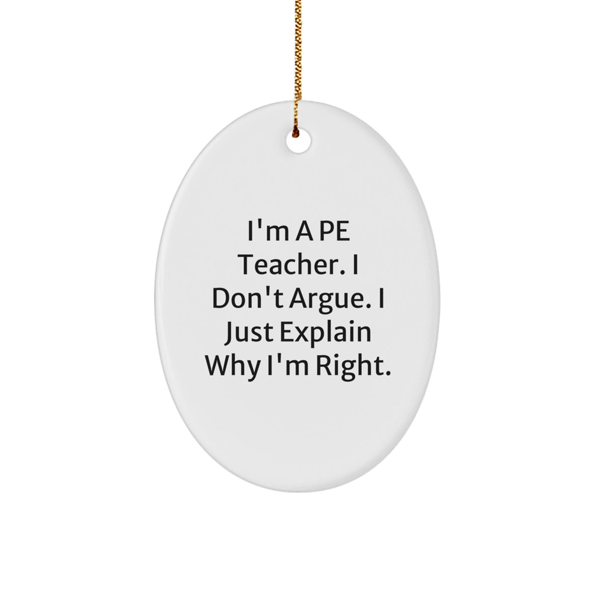 Christmas Ornament Gift for Her A Pe Teacher's Present - I Don't Argue - Image 1