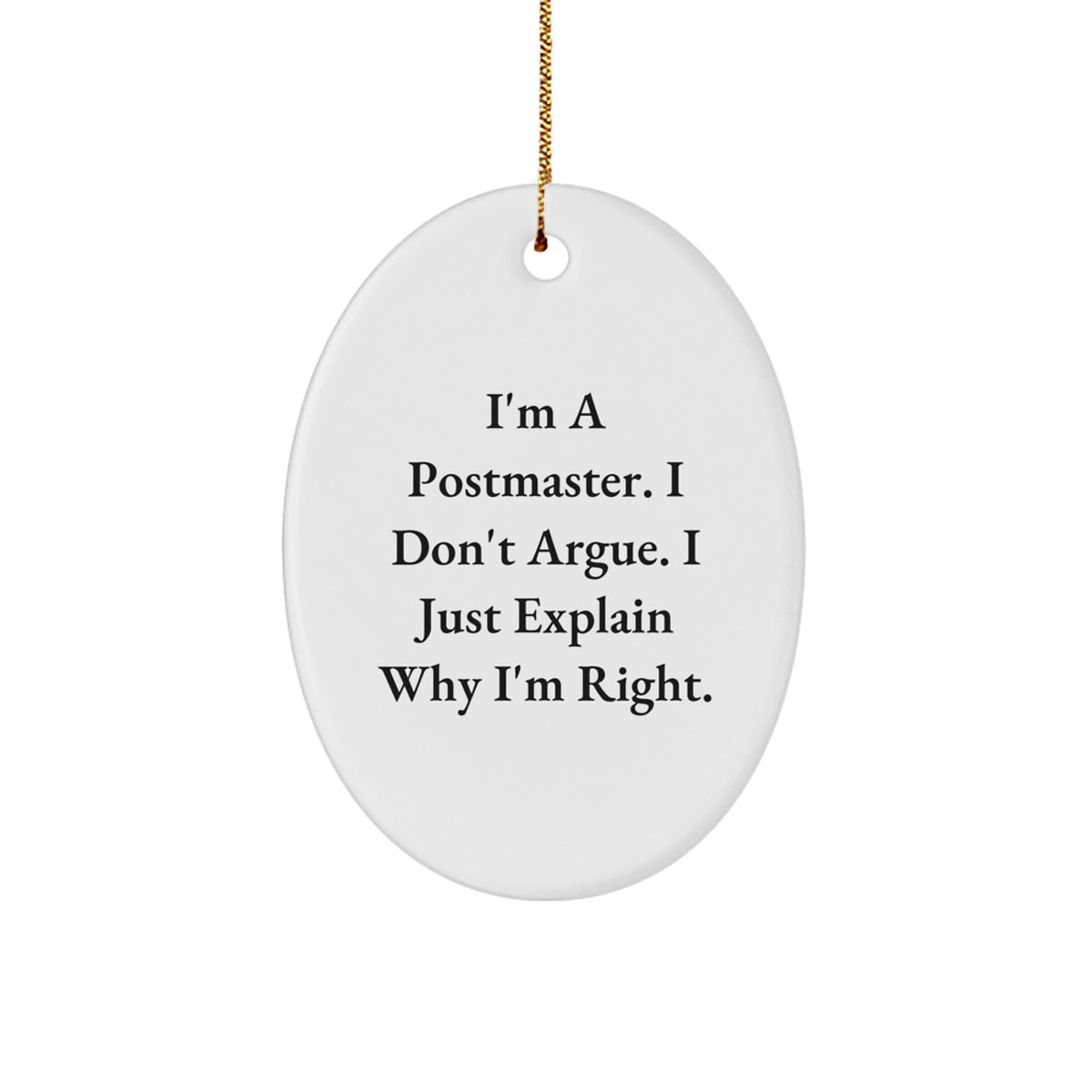 Oval Postmaster Christmas Ornament for a Best Friend Companion Gift - Image 1