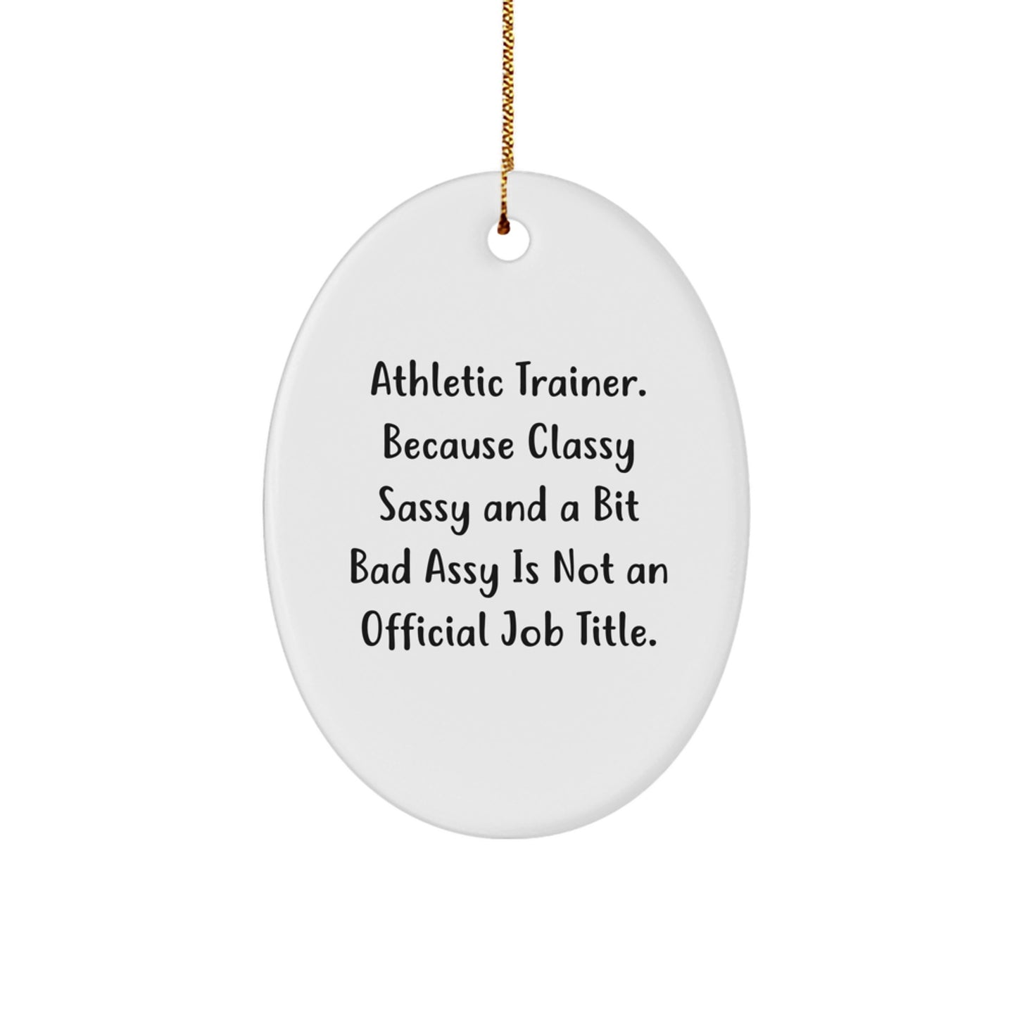Funny Athletic Trainer Gifts from Friends - Oval Ornament for Christmas Unique Gifts, Funny Quote for Friends, Family, Coworkers - Image 1