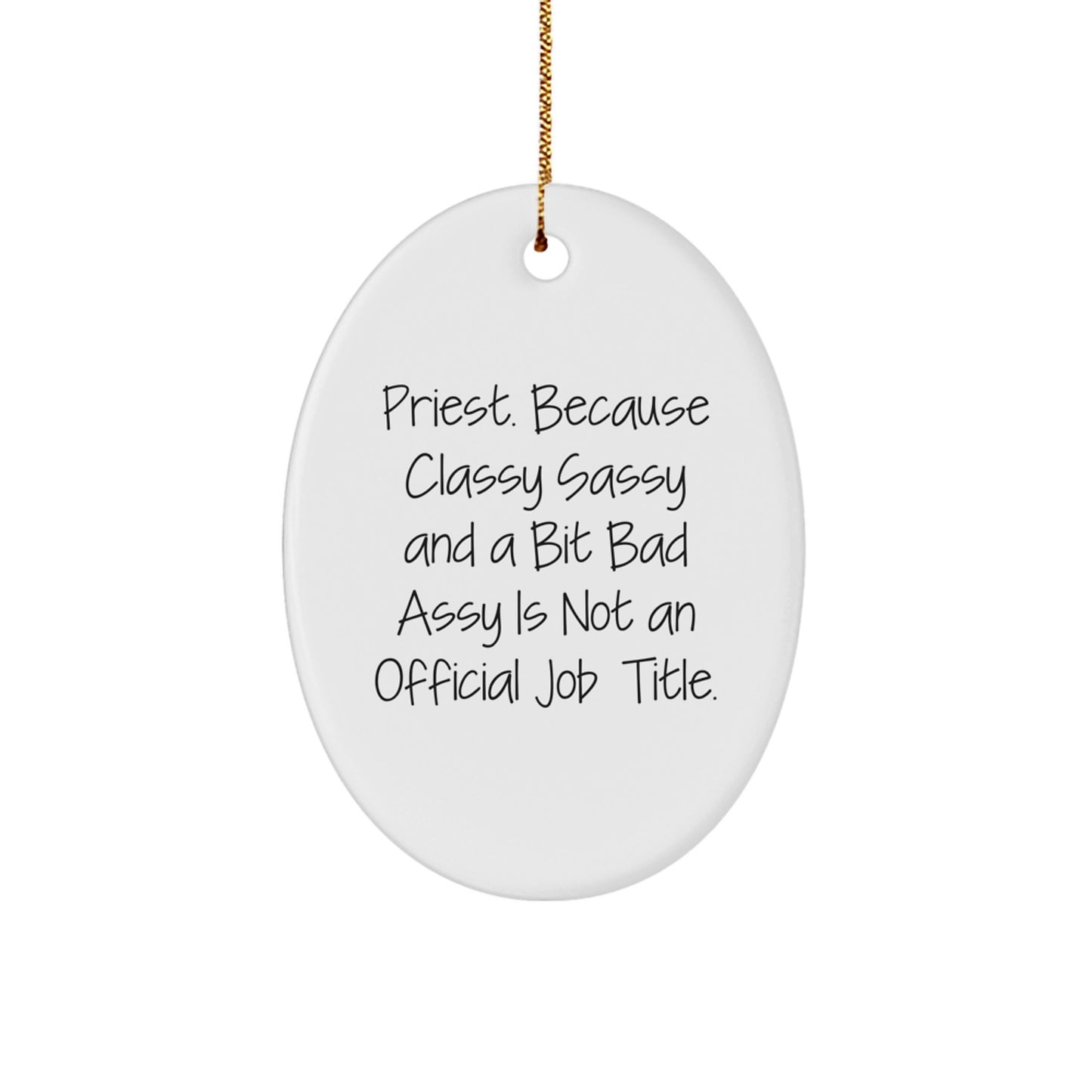 Funny Priest Oval Ornament Gifts for Men, Gifts from Family to Priest, Christmas Unique - Image 1