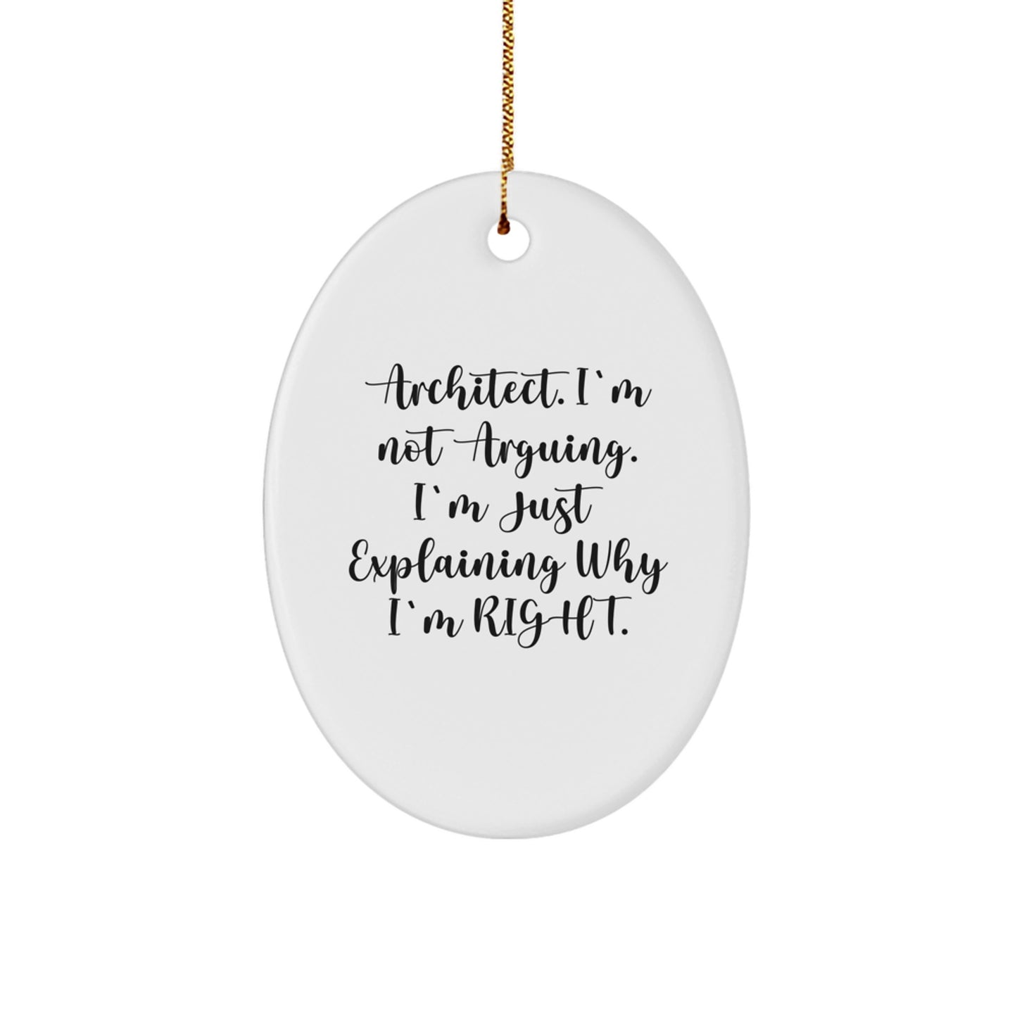 Funny Architect Gifts from Men to Friends, Oval Ornament for Christmas Unique Gifts for Coworkers, Inspirational Quote - Image 1