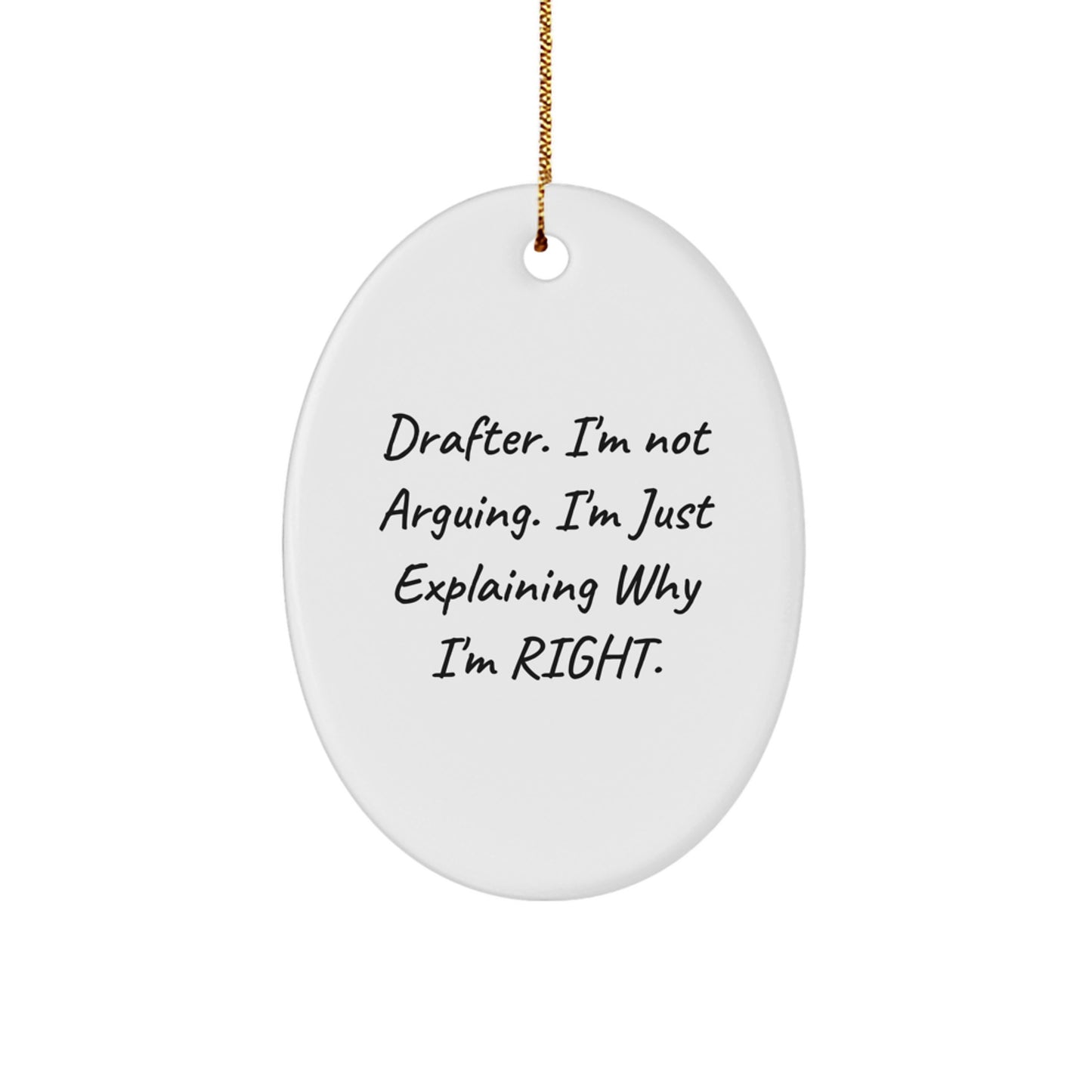 Drafter Gifts from Men, Unique Christmas Ornaments for Drafter Friends, Funny Oval Shaped Drafter Quote Ornaments - Image 1
