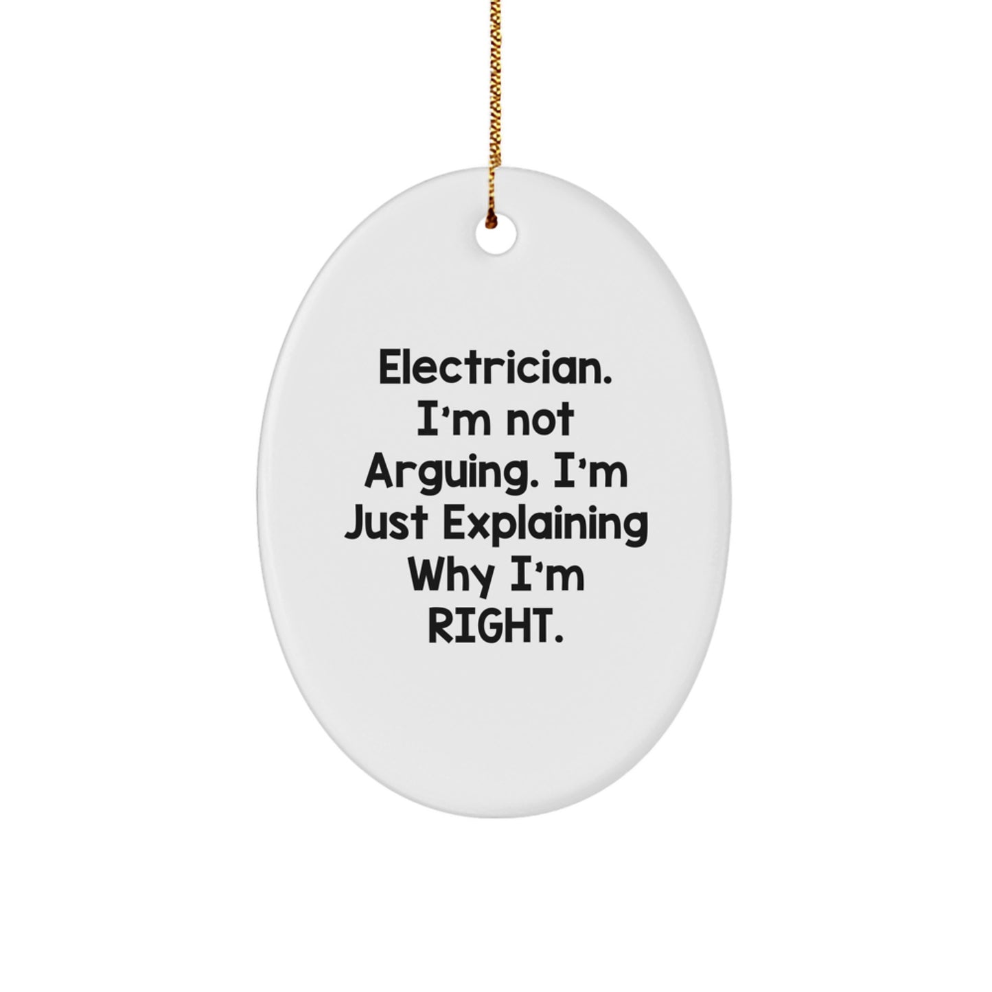 Electrician Oval Christmas Ornament Gift Funny Quote Novelty for Friends - Image 1
