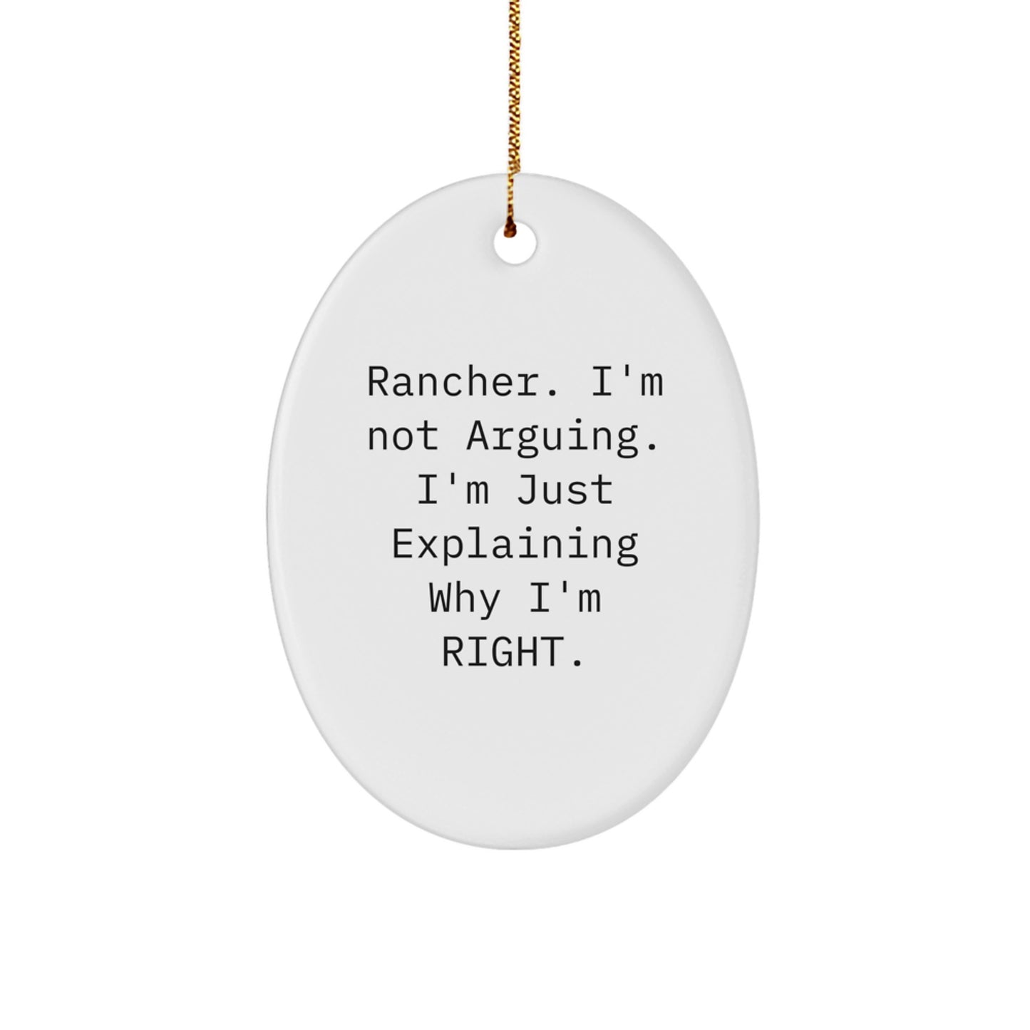 Funny Rancher Gifts from Family Members Oval Ornament Idea for Men and Women Ranchers Christmas Unique Presents - Image 1