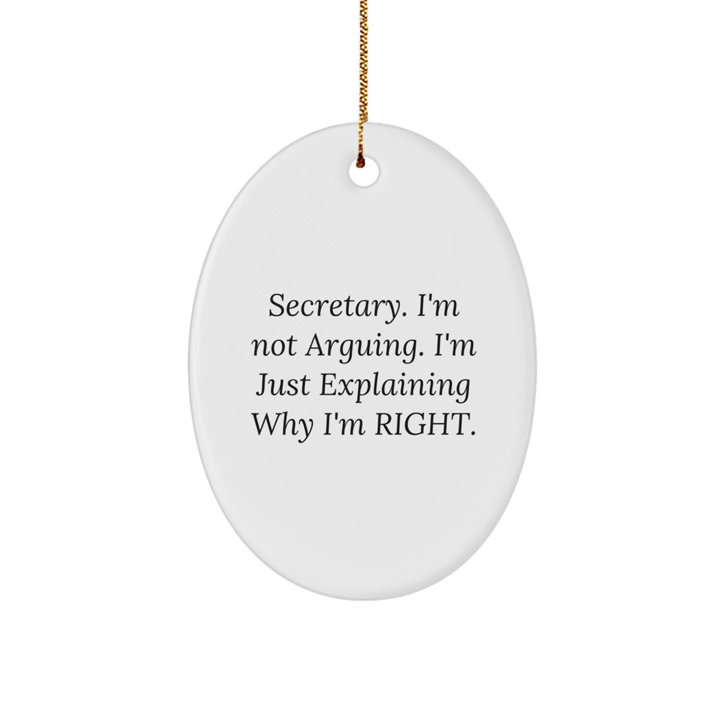 Funny Secretary Gifts from Men to Women Oval Ornament for Christmas Unique Presents - Image 1