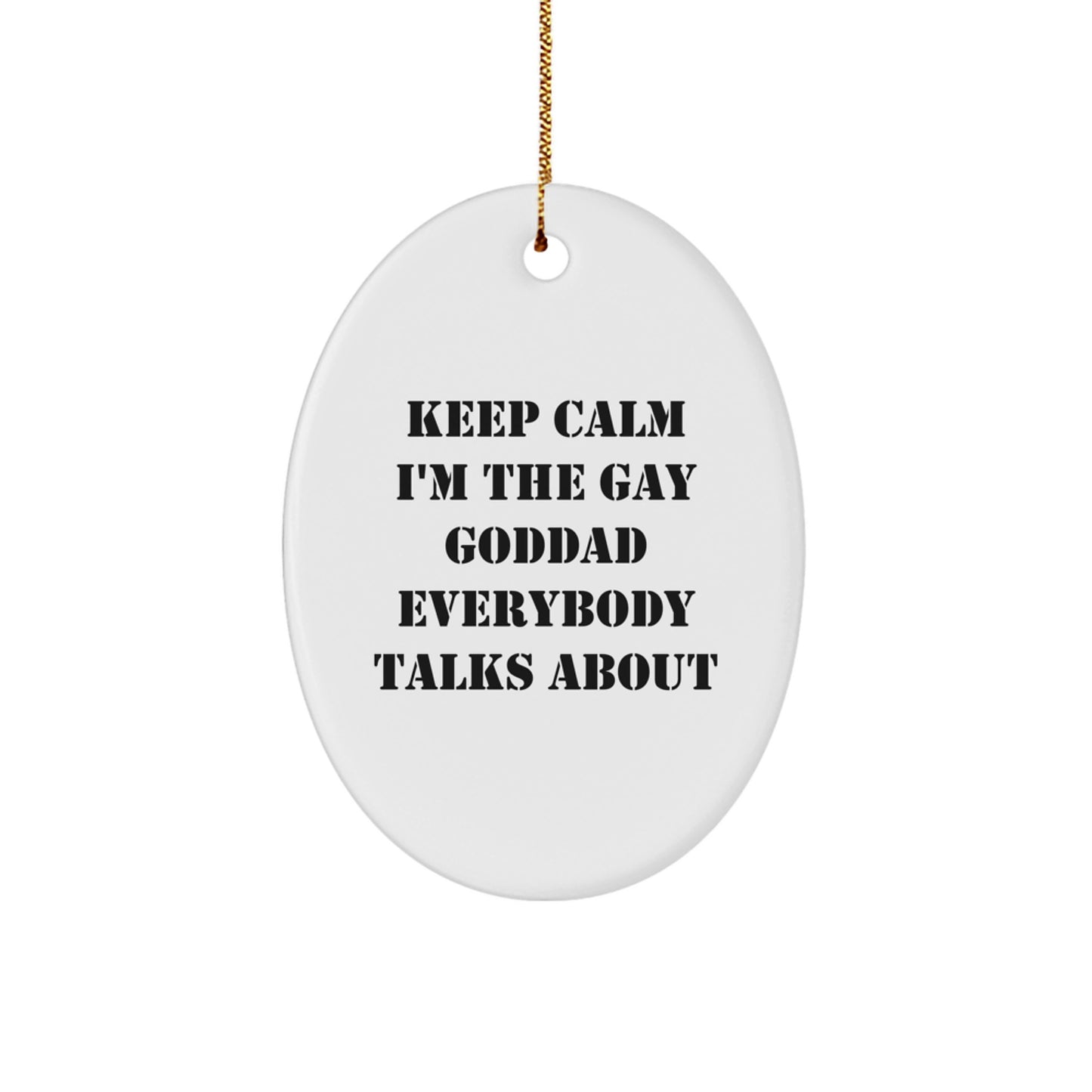 Funny Gay Goddad Oval Ornament Gifts from Men to Men for Christmas Unique Presents - Image 1
