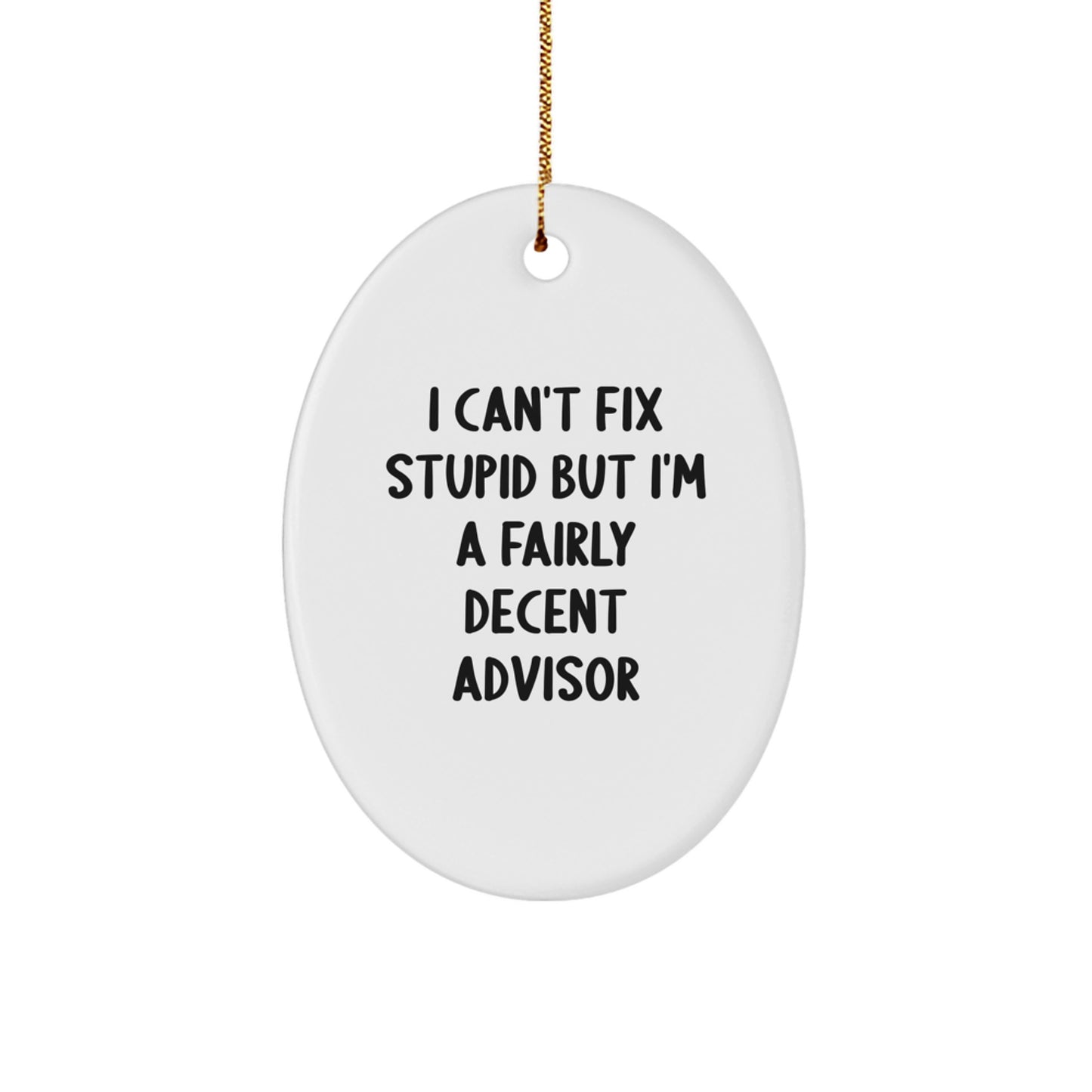 Funny Advisor Oval Ornament Gifts from Men to Friends for Christmas - I Can't Fix Stupid But I'm A Fairly Decent Advisor - Image 1