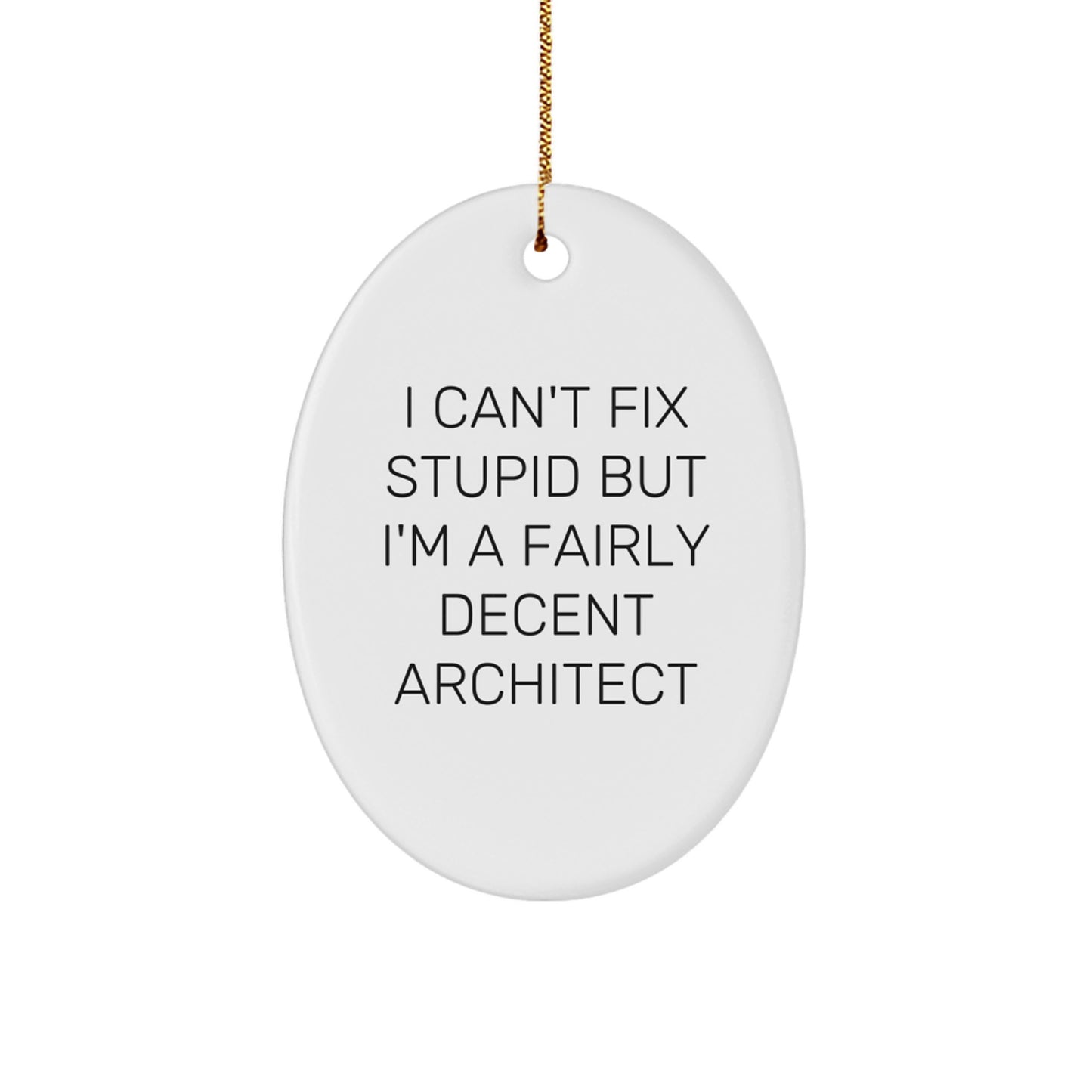 Funny Architect Birthday Unique Gifts for Men - Oval Ornament I Can't Fix Stupid But I'm A Fairly Decent Architect - Unique Gift Ideas for Coworkers - Christmas Unique Gifts from Friends - Image 1