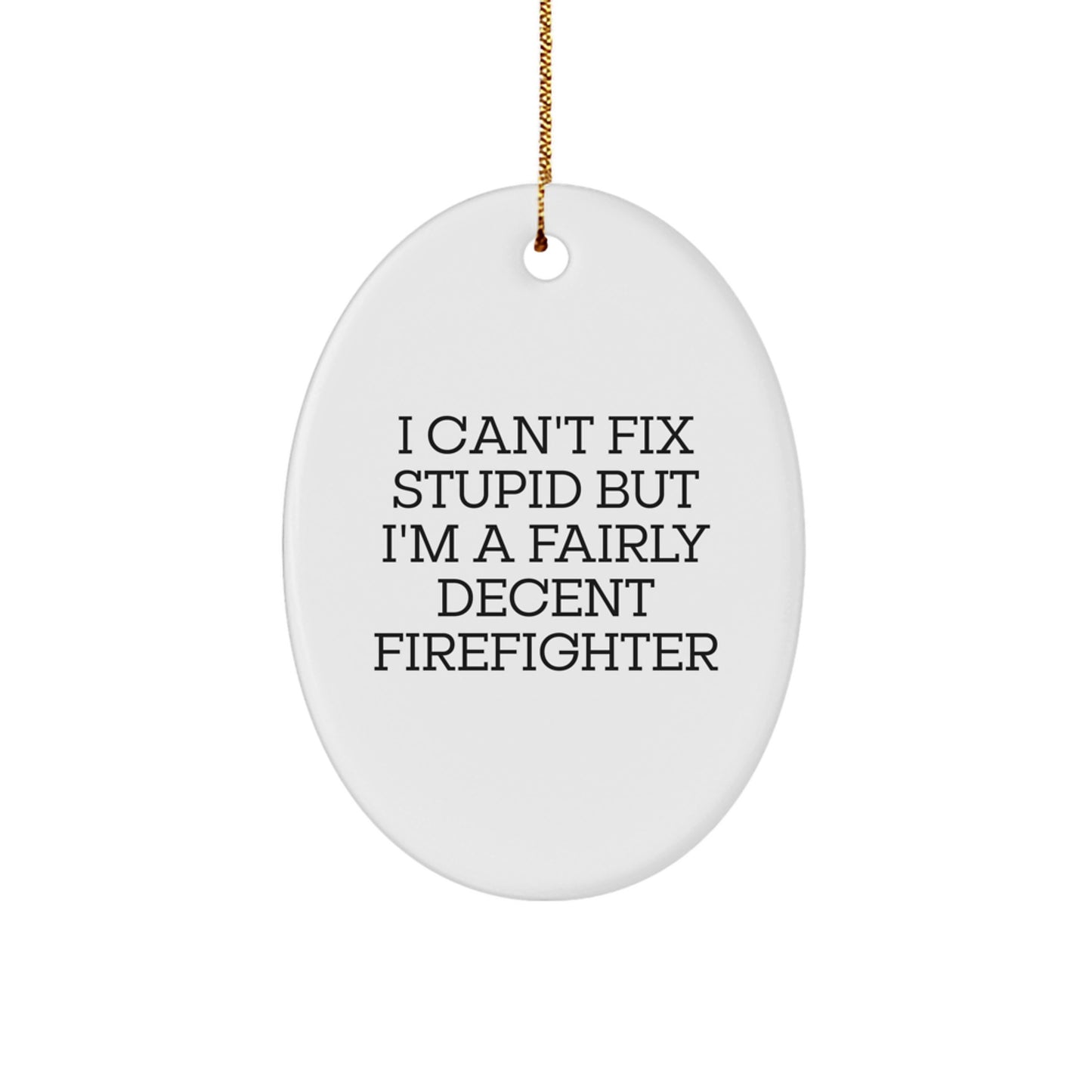 Christmas Unique Gift for Her Firefighter Oval Ornament, Cute Present - Image 1