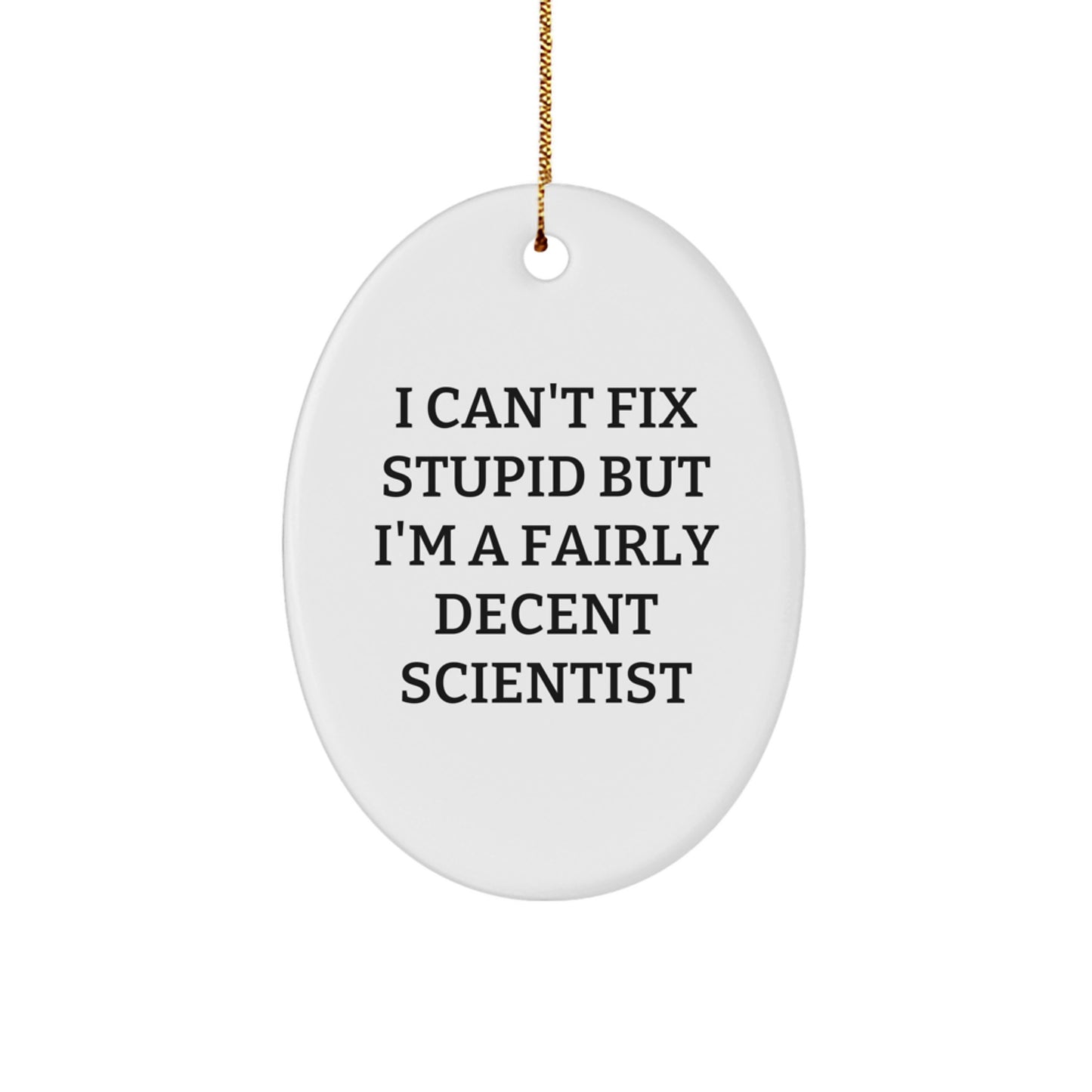 Funny Scientist Gifts I Can't Fix Stupid But I'm A Fairly Decent Ornament for Christmas - Image 1