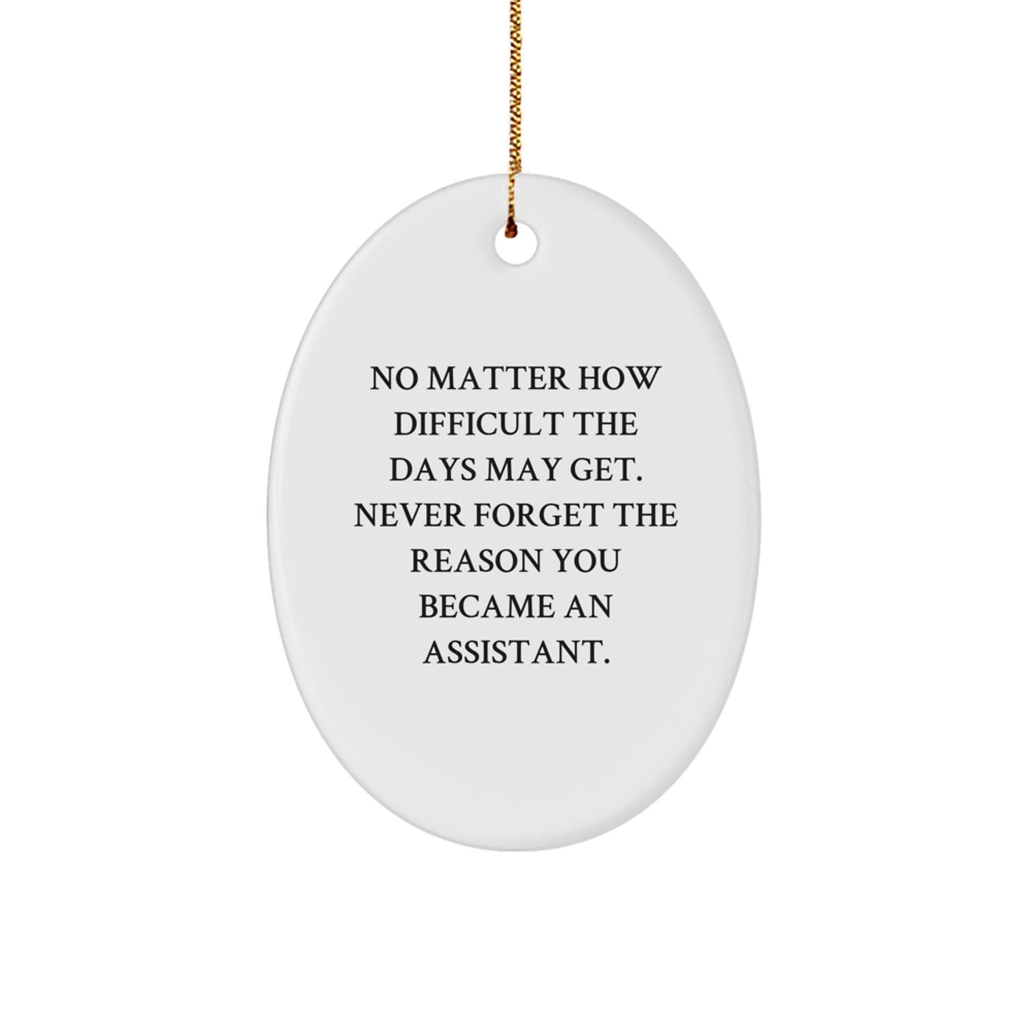 Funny Assistant Gifts from Men, Christmas Unique Gifts for Him, Oval Ornament with Inspirational Quote Never Forget the Reason You Became an Assistant - Image 1