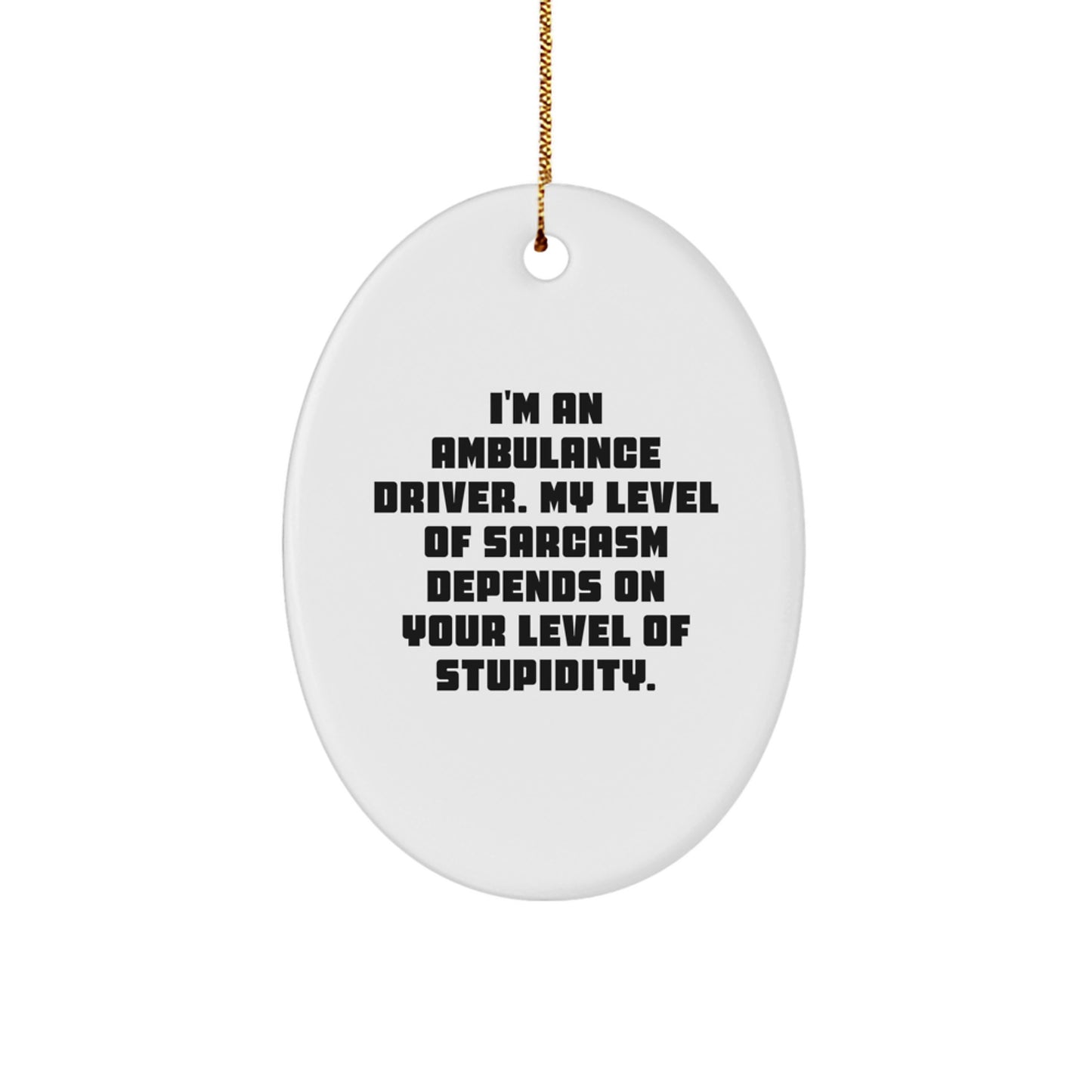 Ambulance Driver Sarcasm Gifts, Oval Ornament for Ambulance Driver, Funny Christmas Unique Gifts from Friends for Ambulance Driver Men - Image 1