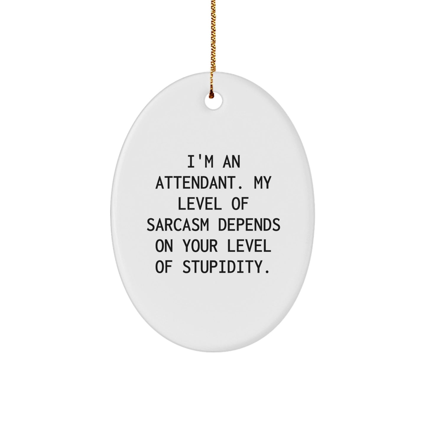 Attendant Gifts, Funny Sarcasm Oval Ornament, Gifts from Family, Gifts for Attendant, White Oval Shaped MDF, Christmas Unique - Image 1