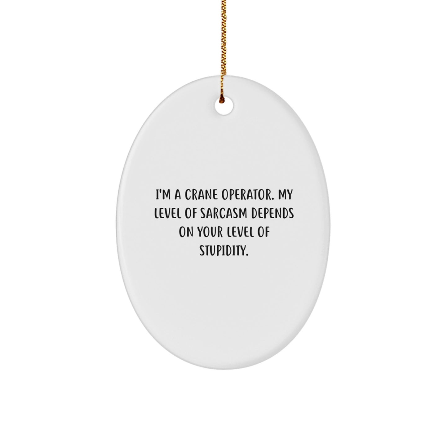 Crane Operator Gifts from Friends - Funny Oval Ornament with 'I'm a Crane Operator' Quote for Christmas - Image 1