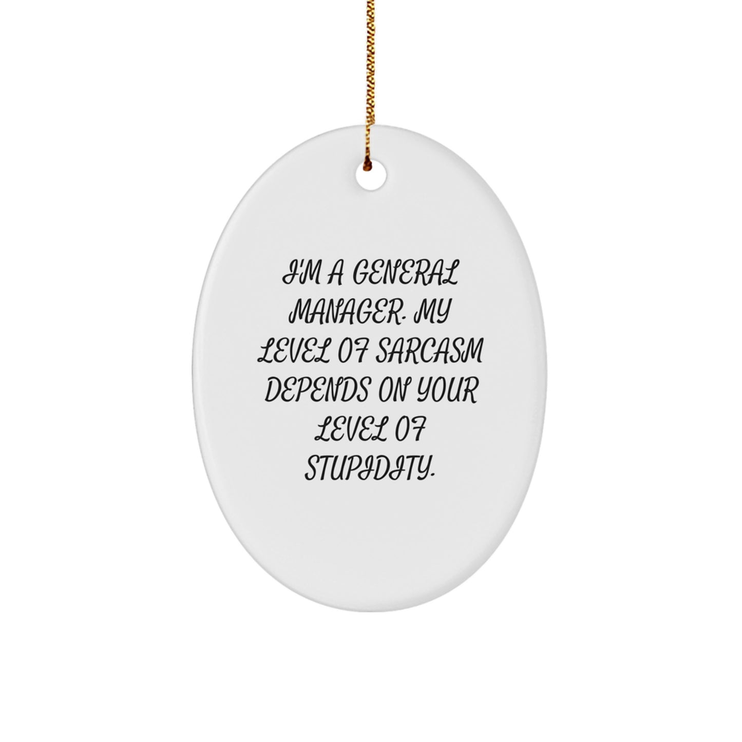 Funny General Manager Gifts for Men Oval Ornament with Sarcasm Quote for Christmas Unique Presents from Friends - Image 1