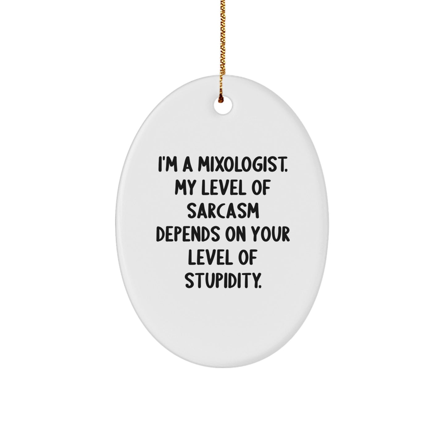 Mixologist Gifts for Men - Oval Ornament with Funny Sarcasm Quote for Christmas, Gifts from Friends - Image 1