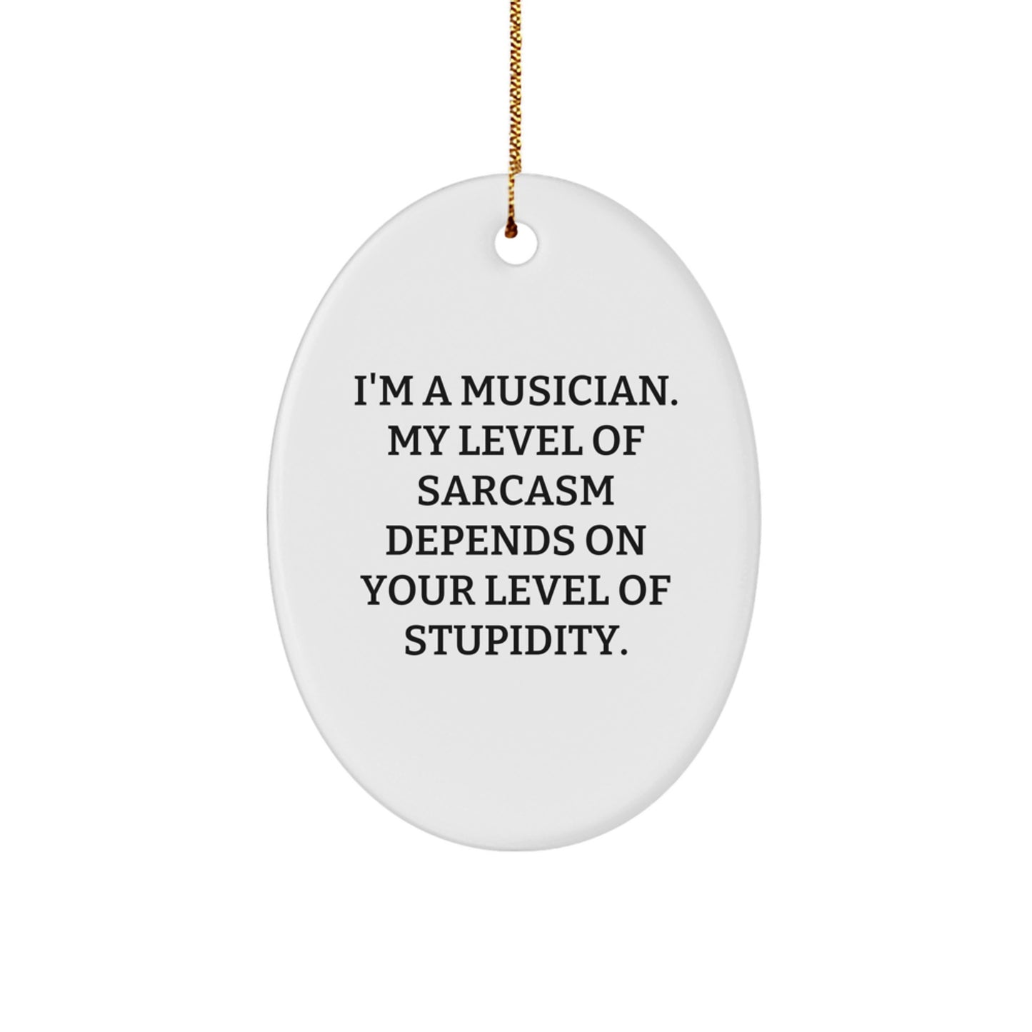 Funny Musician Gifts from Friends - Oval Ornament with Sarcasm Quote, Christmas Unique Presents for Musicians - Image 1