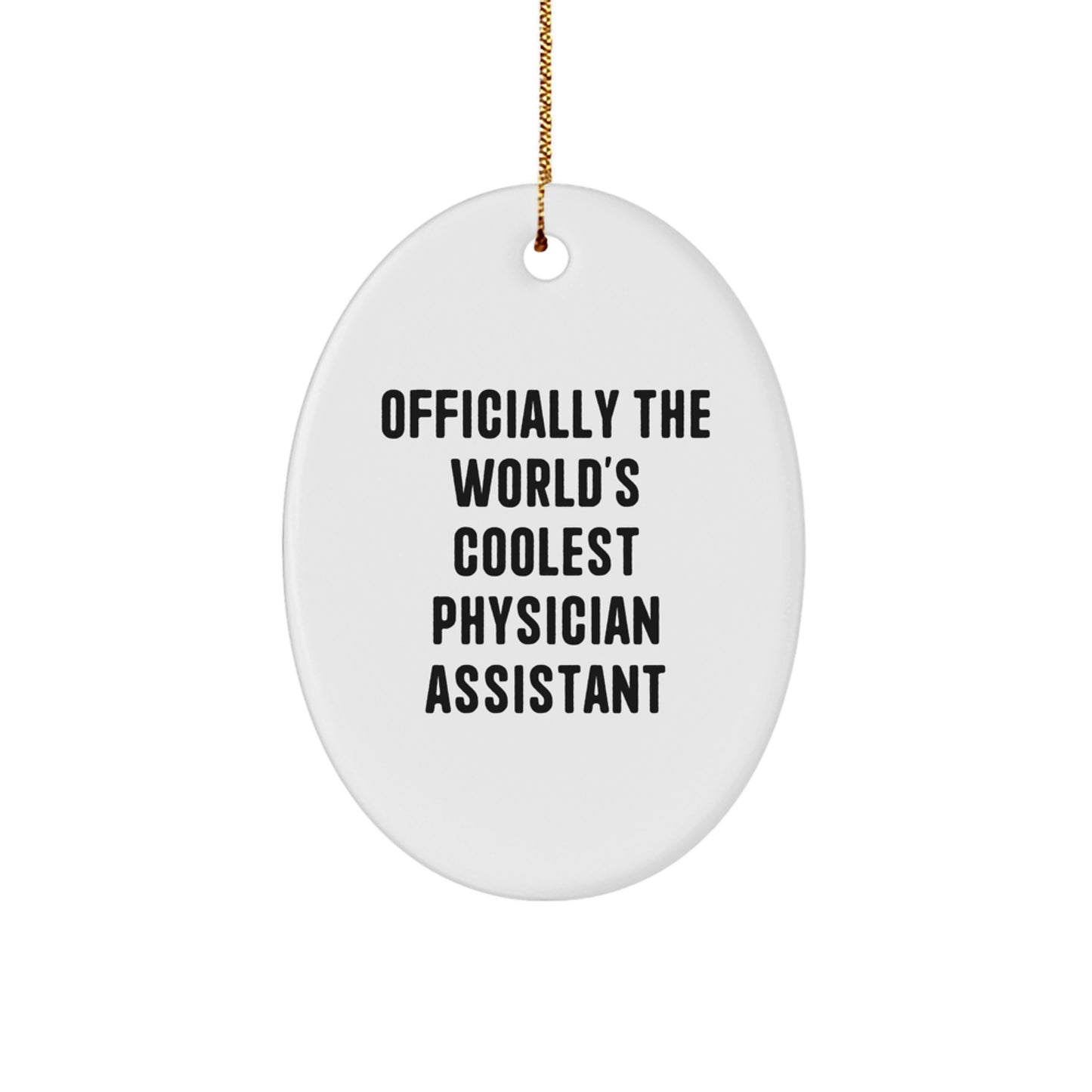 'Physician Assistant' Oval Ornament, 'Officially The World's Coolest Physician Assistant', Funny Quote Gifts from Family to Men, Perfect for Christmas Unique Gifts - Image 1