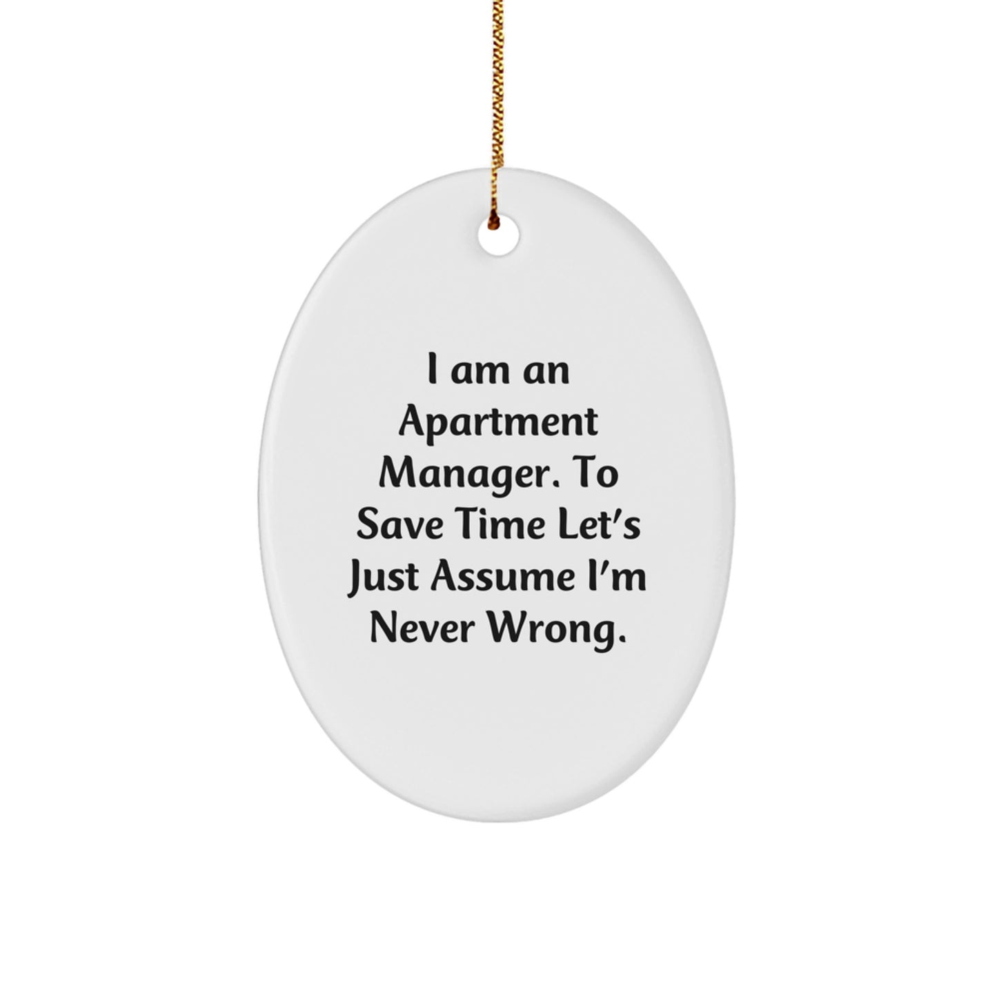 Funny Apartment Manager Gifts for Her - Christmas Unique Gifts from Friends to Apartment Manager - Oval Ornament with Humorous Quote I Am An Apartment Manager - Image 1