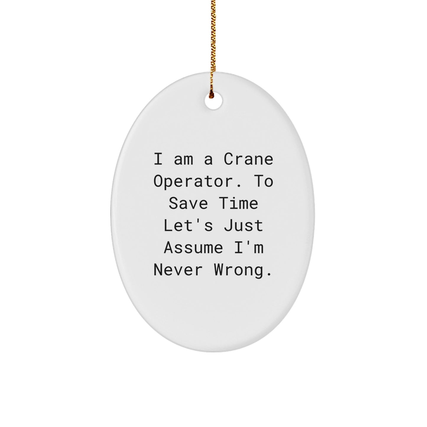 Christmas Gift for Her Crane Operator Oval Ornament Present - Image 1