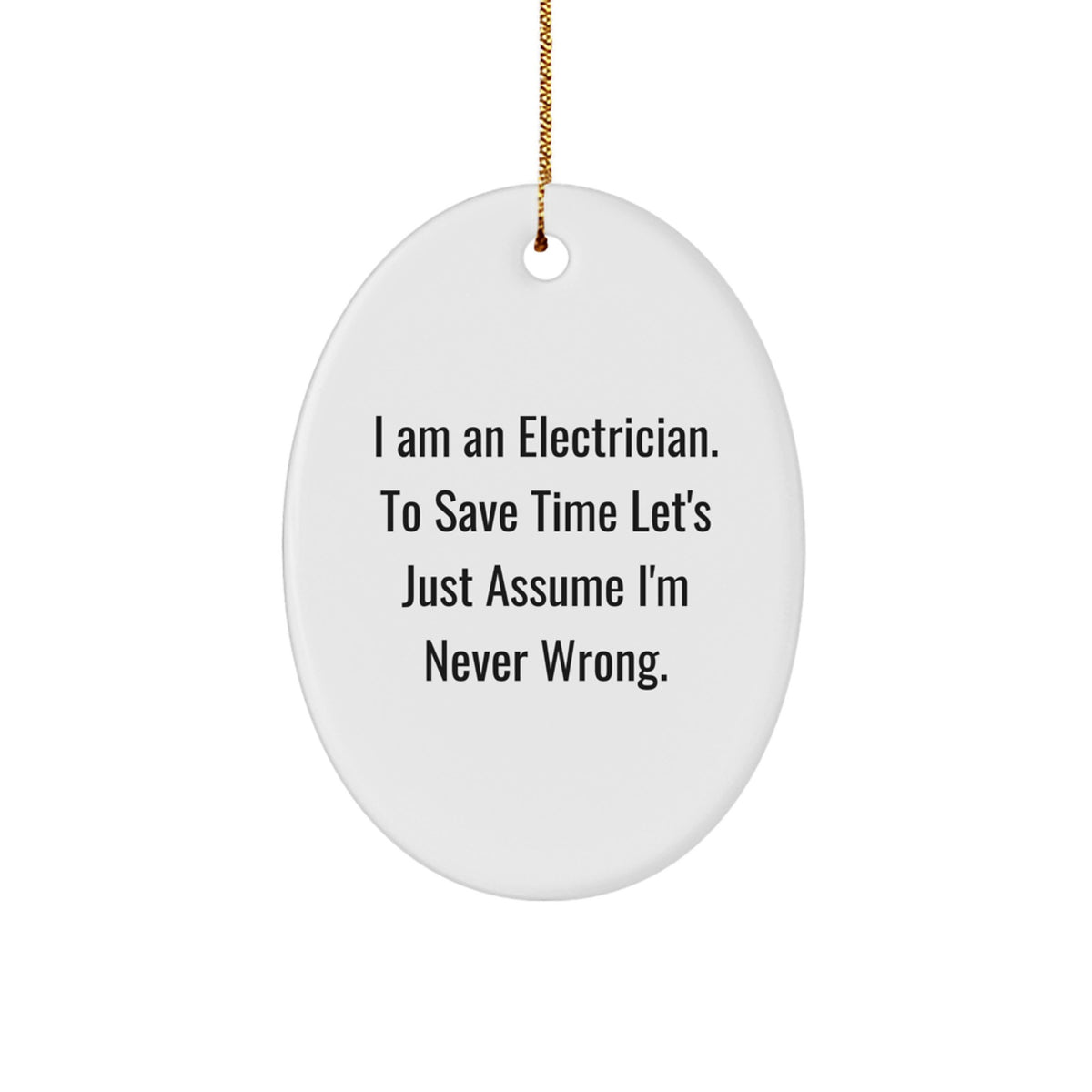 Christmas Gift for Her Electrician Keepsake Oval Ornament Present - Image 1