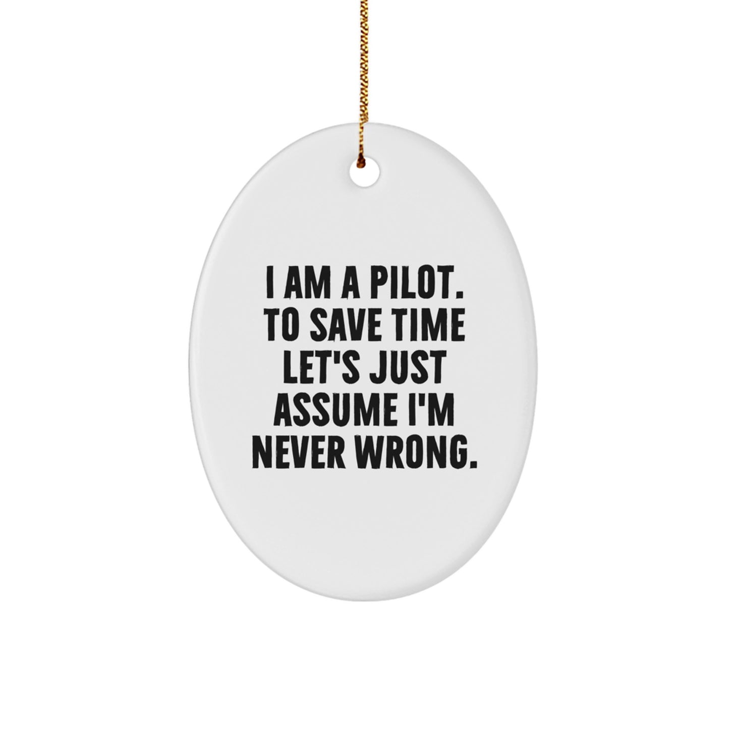 Pilot Keepsake Oval Ornament for Him Christmas Gift - Image 1