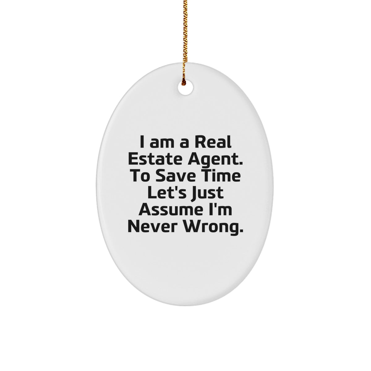 Real Estate Agent Keepsake White MDF Christmas Ornament for Him Gift - Image 1