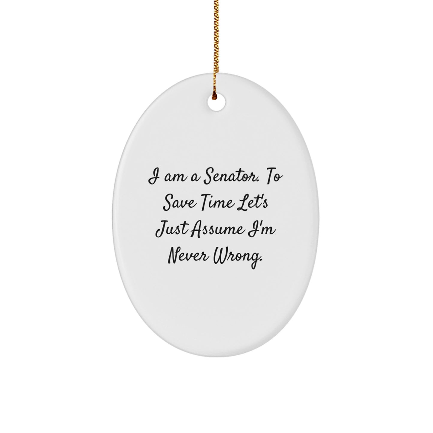 Sarcastic Senator Oval Christmas Ornament for Friends Novelty Gift - Image 1
