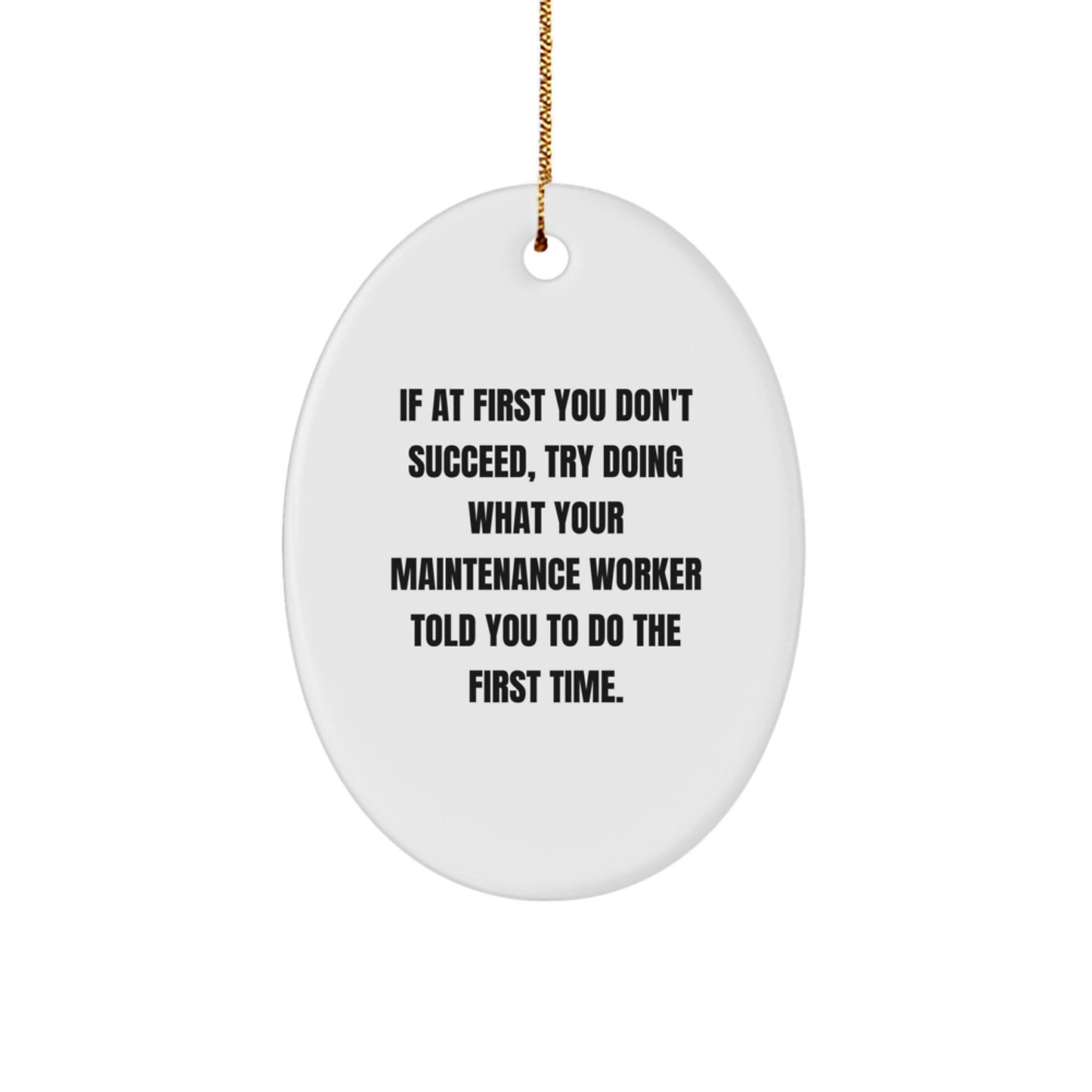 Christmas Gift for Her Maintenance Worker Festive Oval Ornament Present - Image 1