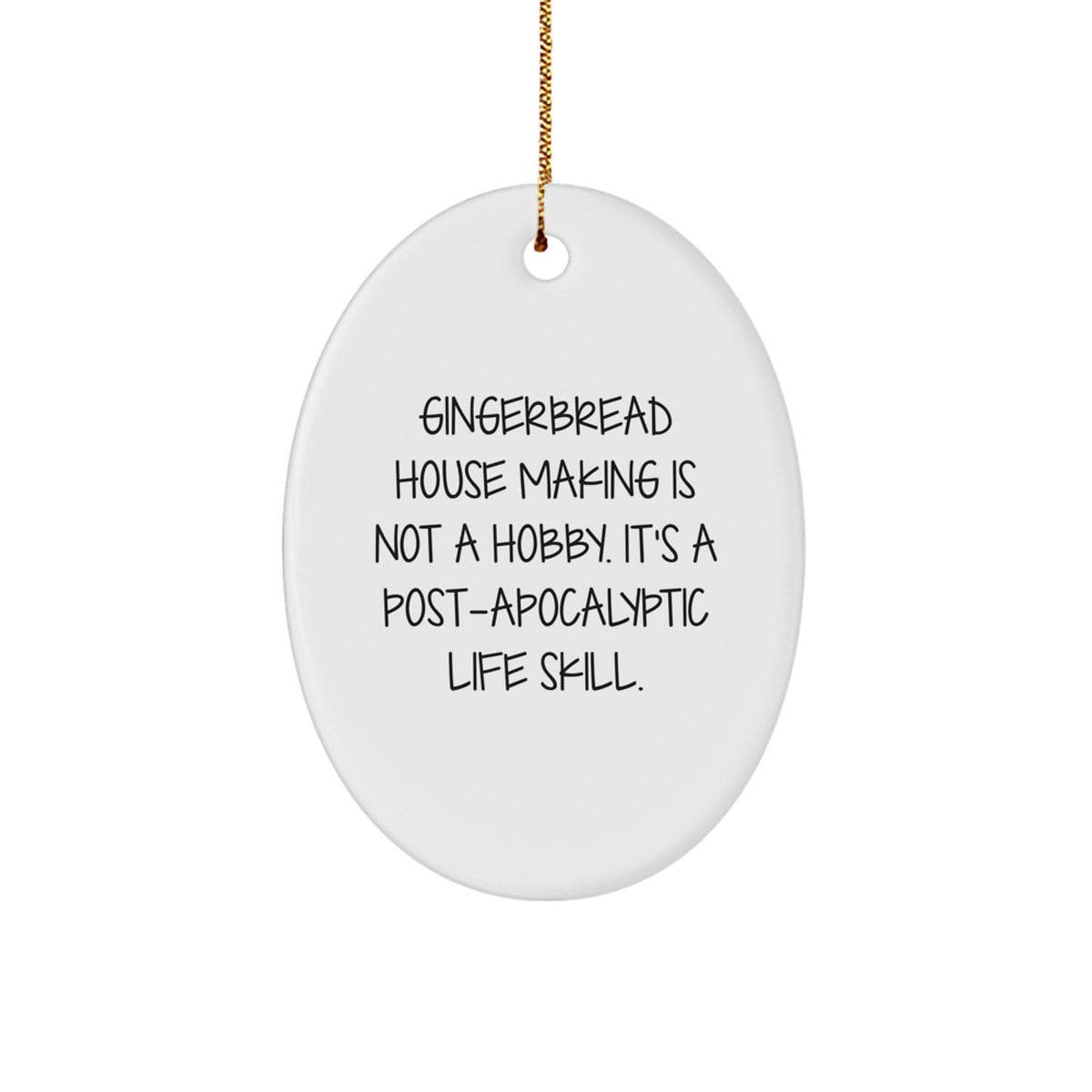 Gingerbread House Making Keepsake Oval Ornament for Him Christmas Gift - Image 1