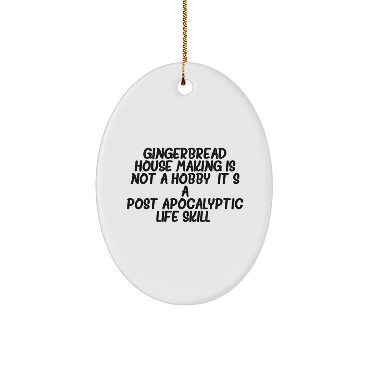 Christmas Gift for Her Gingerbread House Making Oval Ornament Present - Image 1