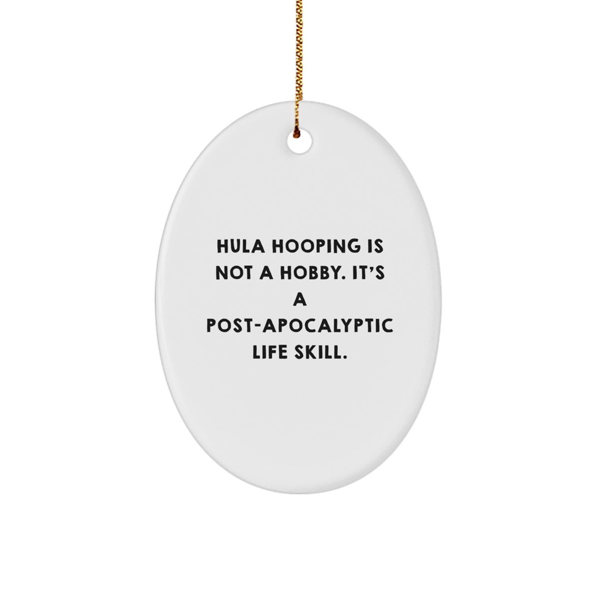 Christmas Gift for Her Hula Hooping Oval Ornament Present White - Image 1