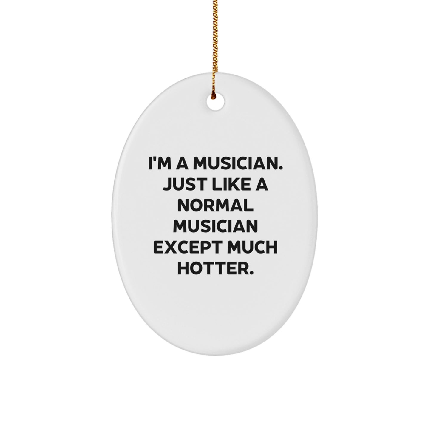 Funny Musician Oval Ornament Gifts from Friends for Musician, Unique Oval Shaped Christmas Decorations, Musician Humor Gift - Image 1