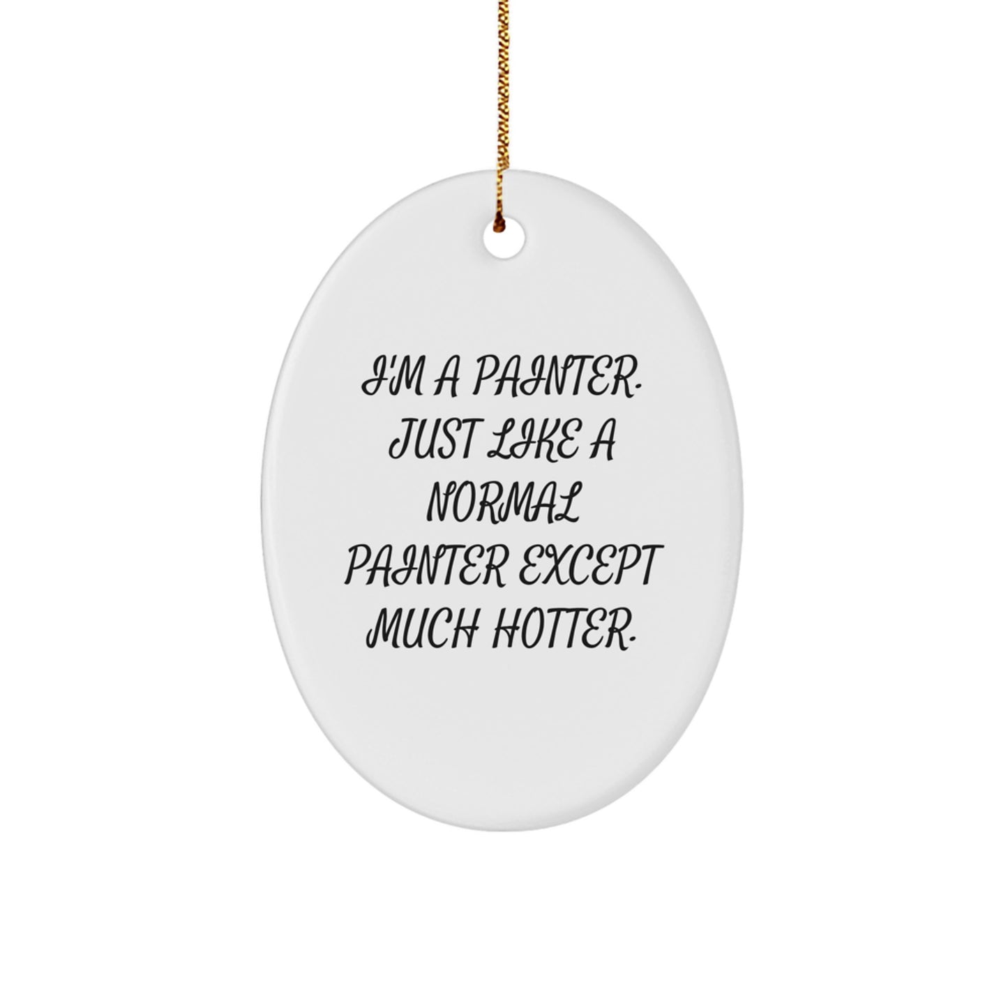 Funny Painter Gifts for Men - Oval Ornament, White, Christmas Unique Presents from Friends to Family - Image 1