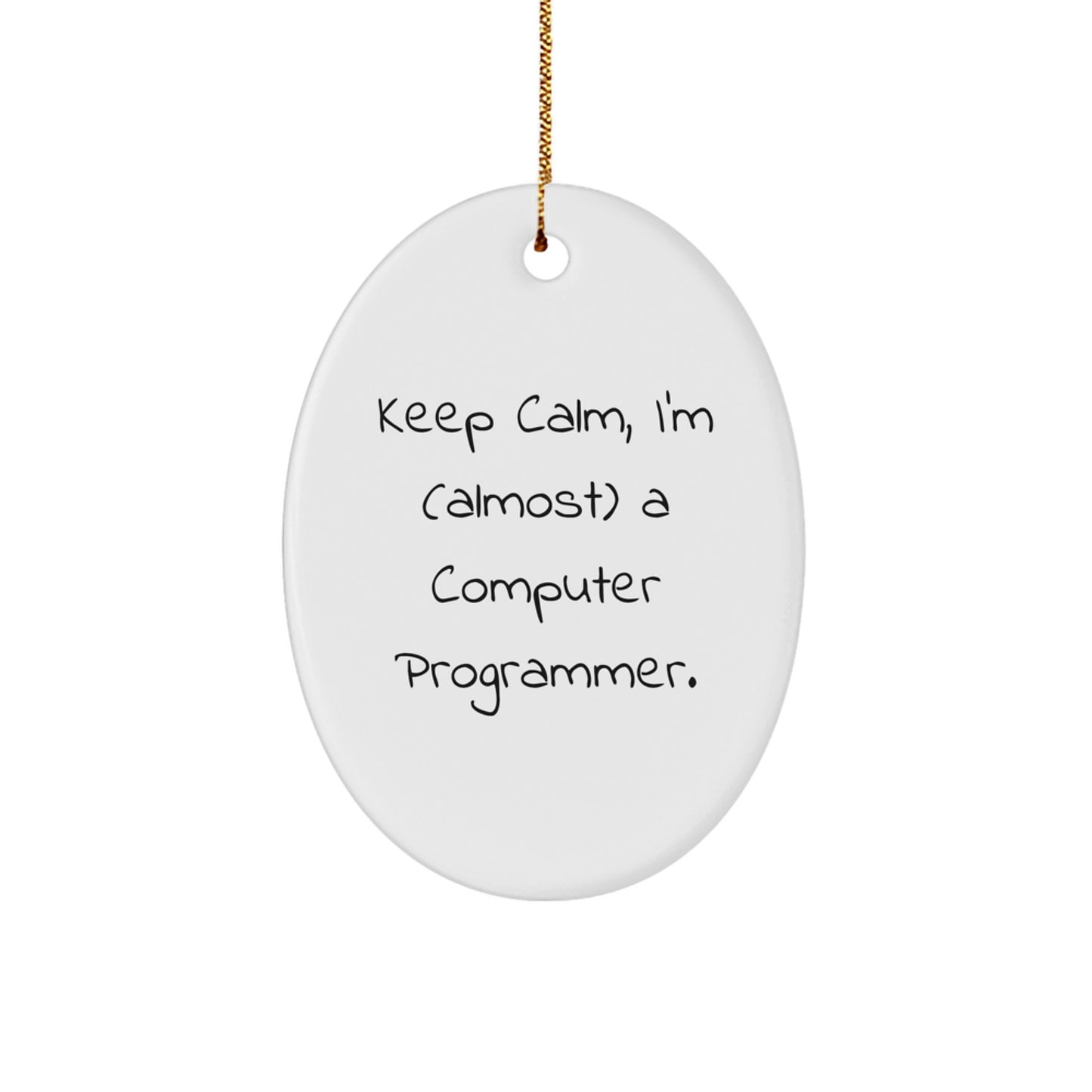 Christmas Gift for Her Present Oval Computer Programmer Ornament - Image 1
