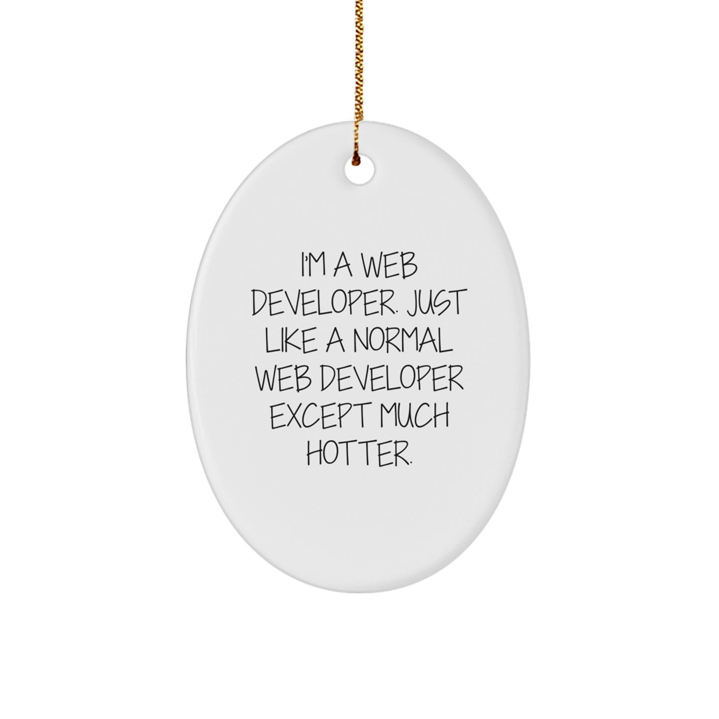 Funny Web Developer Gifts for Men - Oval Ornament, Gifts from Friends, Christmas Unique Decorations - I'm A Web Developer Except Much Hotter. - Image 1