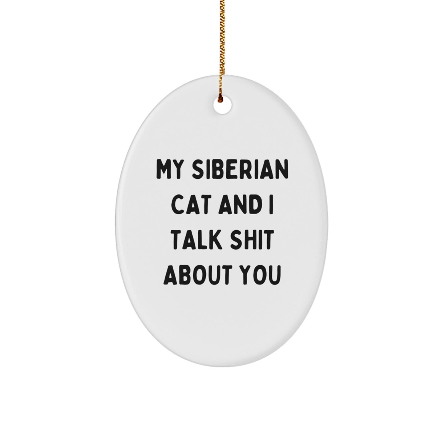 Siberian Cat Christmas Unique Gifts from Men Funny Oval Ornaments - Image 1