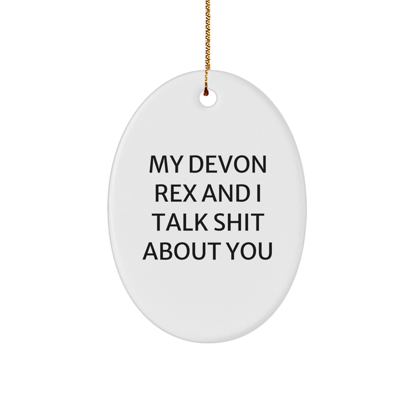 Funny Devon Rex Cat Oval Ornament Gifts from Men to Friends for Christmas, My Devon Rex and I Talk Shit About You Home Decor - Image 1