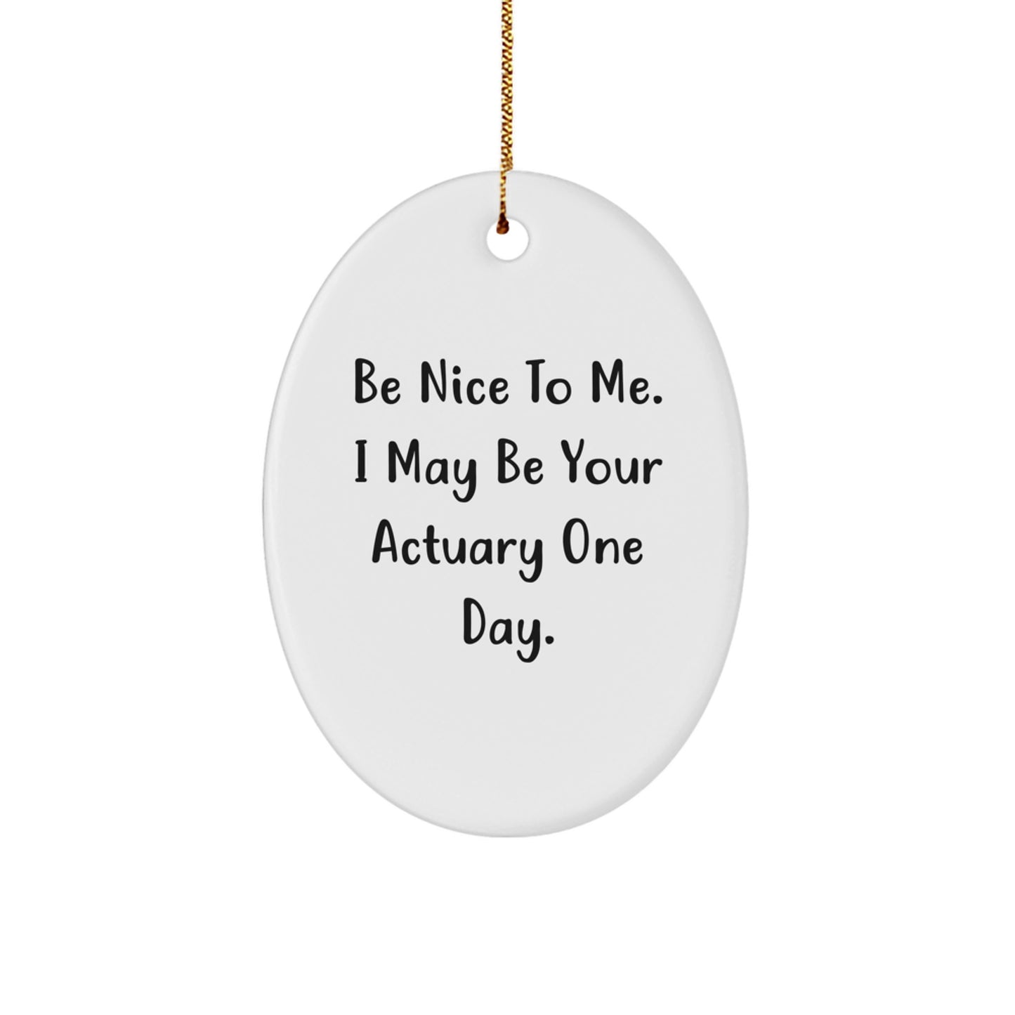 Funny Actuary Gifts, Oval Ornament Be Nice To Me, Gifts from Men to Actuary Friends, Christmas Unique Present - Image 1