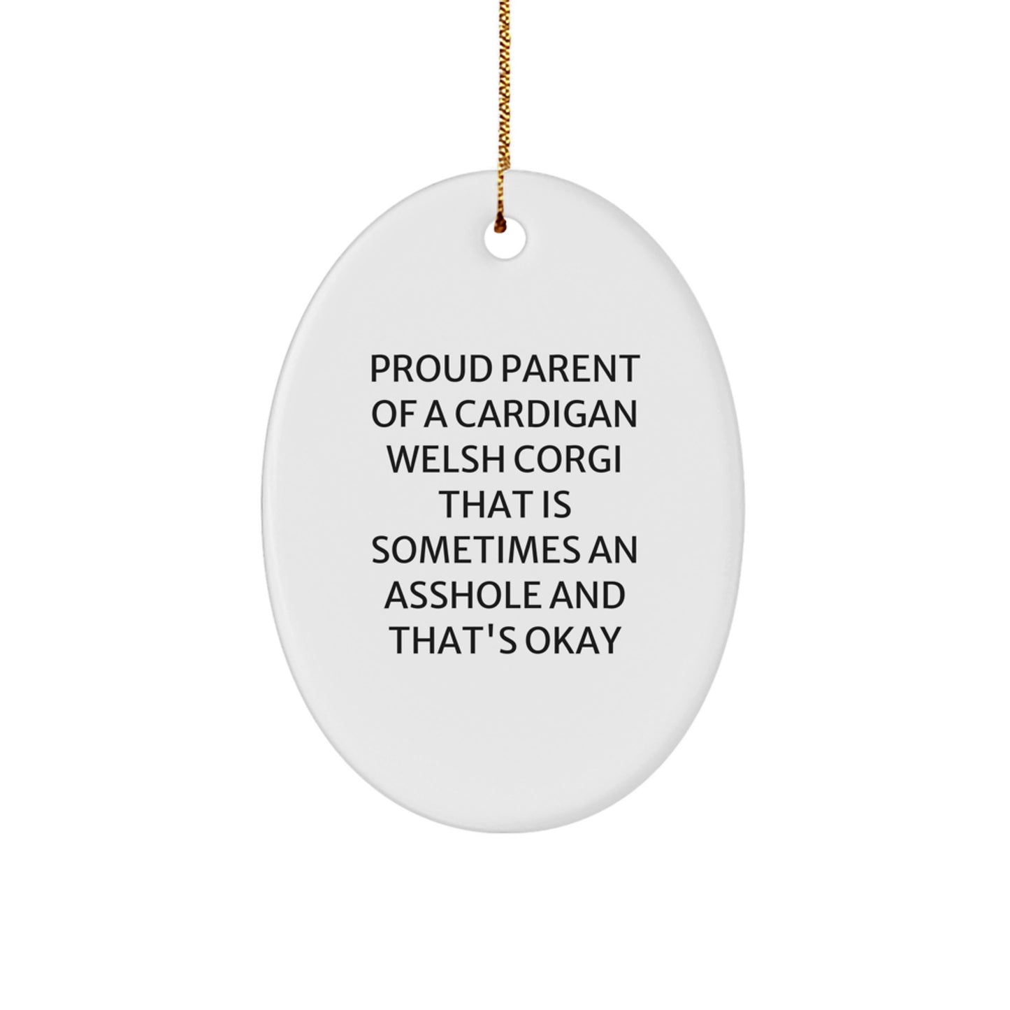 Funny Cardigan Welsh Corgi Dog Lover Gifts from Family for Christmas Unique Ornaments - Oval Christmas Decorations with Quote - Image 1