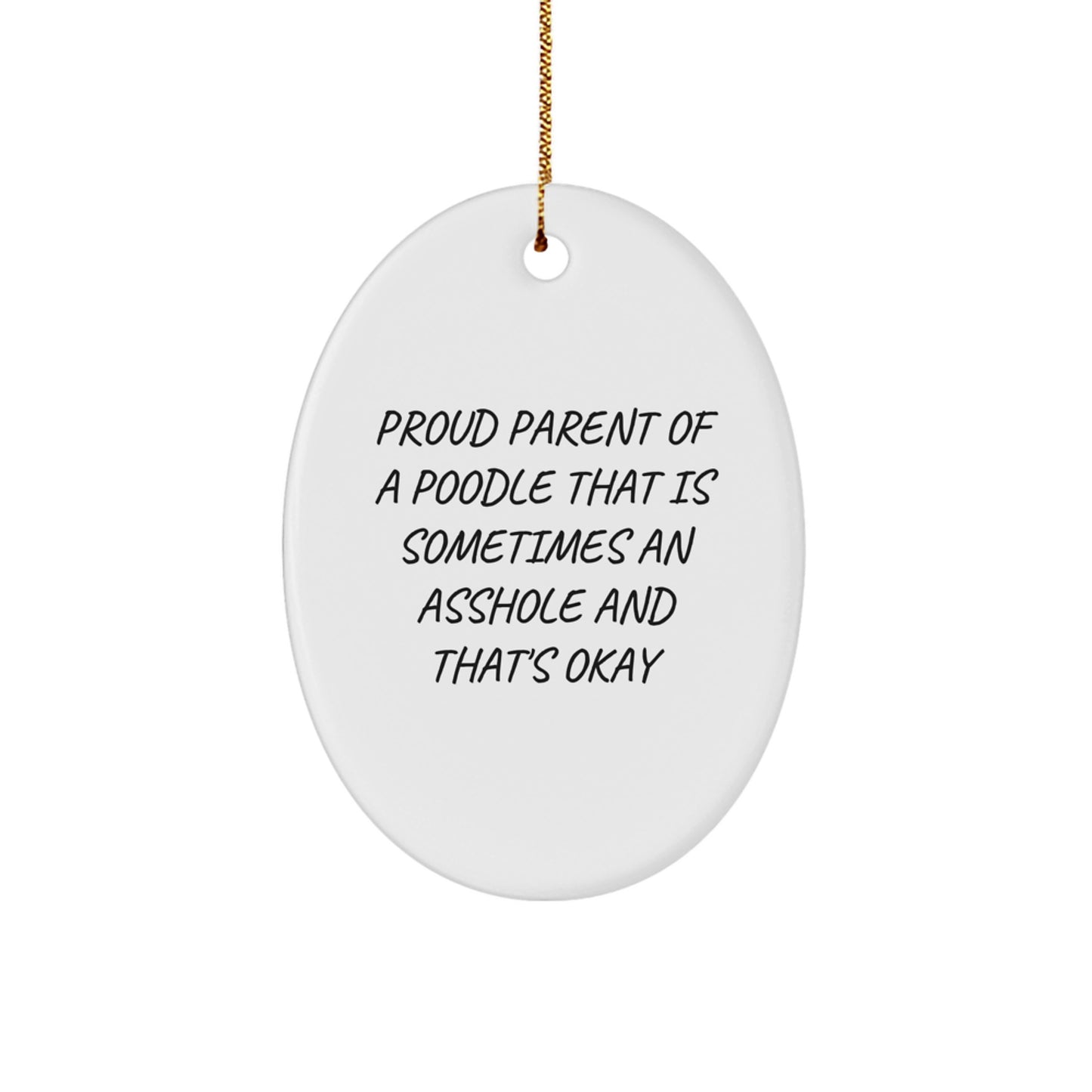 Funny Poodle Dog Oval Ornament Gifts from Men for Proud Poodle Parents at Christmas - Image 1