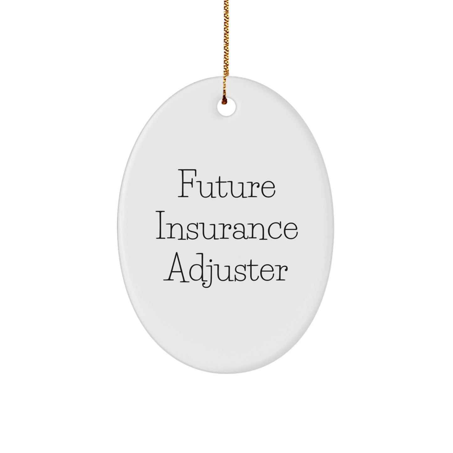 Insurance Adjuster Gifts from Friends - Future Insurance Adjuster Oval Ornament with Funny Quote, Perfect for Christmas - Image 1