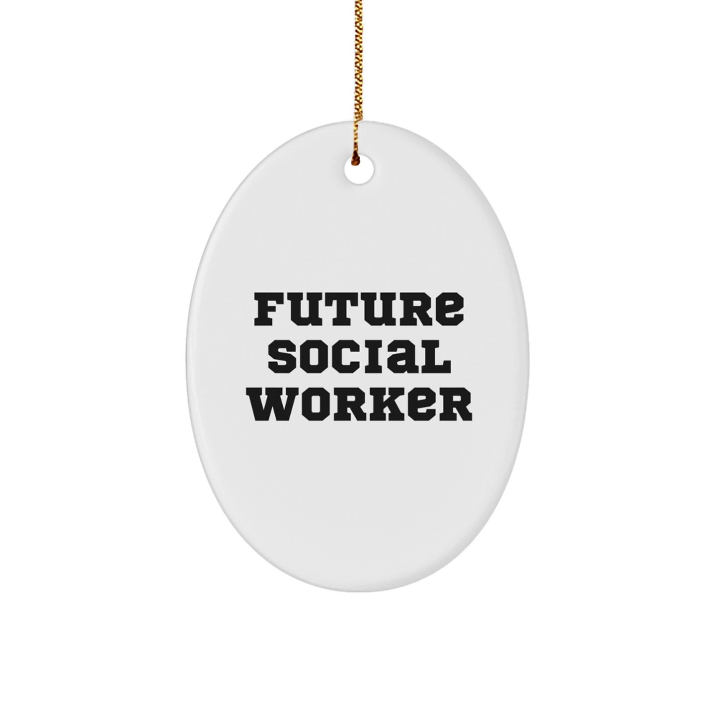 Funny Quote Social Worker Gifts from Friends, Oval Ornament for Christmas Unique Presents - Image 1